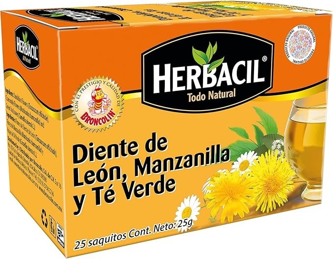 Herbacil Dandelion, Chamomile and Green Tea. Natural Herbal Blend. Soothing Tea.