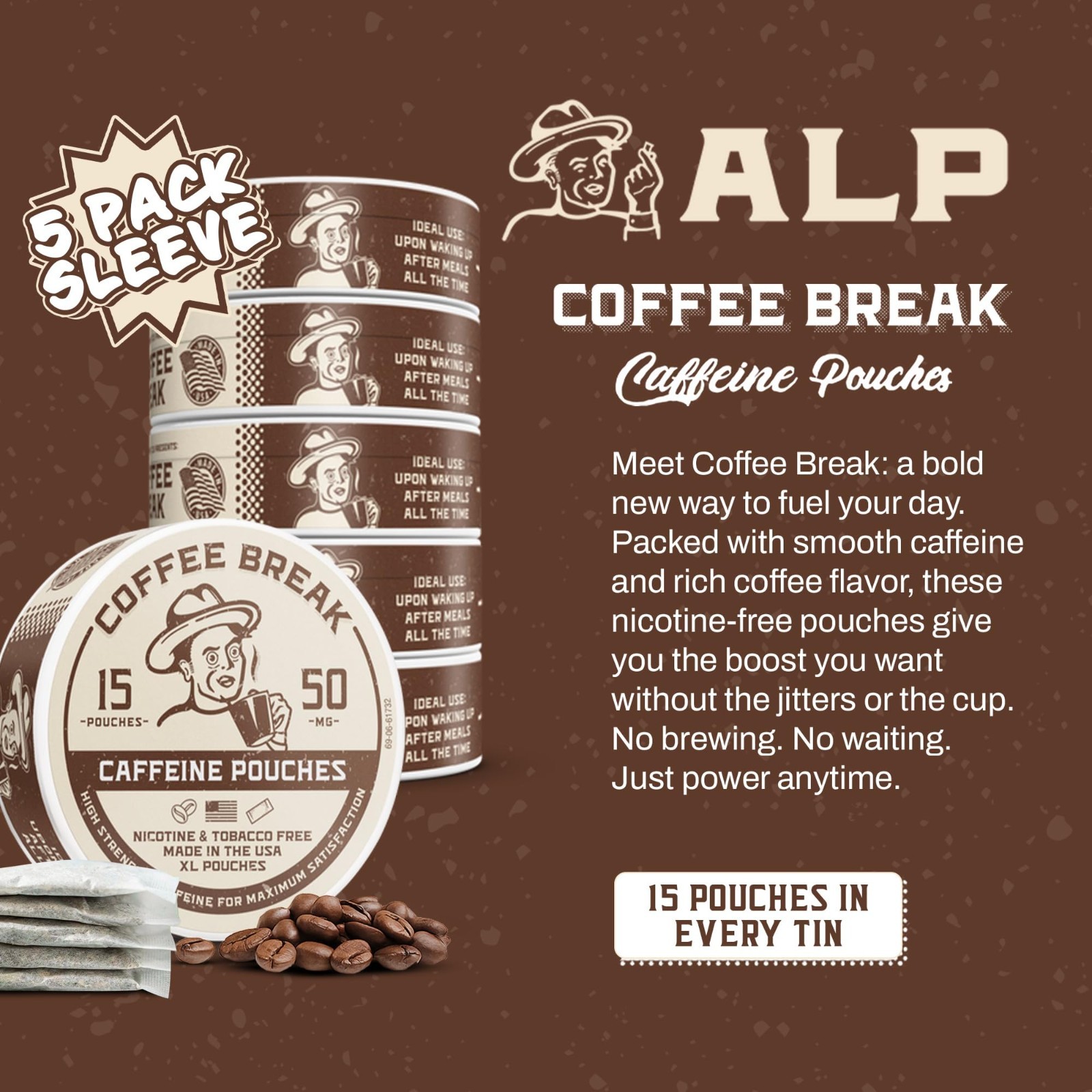 Caffeine Pouches – Smooth Coffee Flavor – Bold Energy Anytime – 50mg Caffeine –