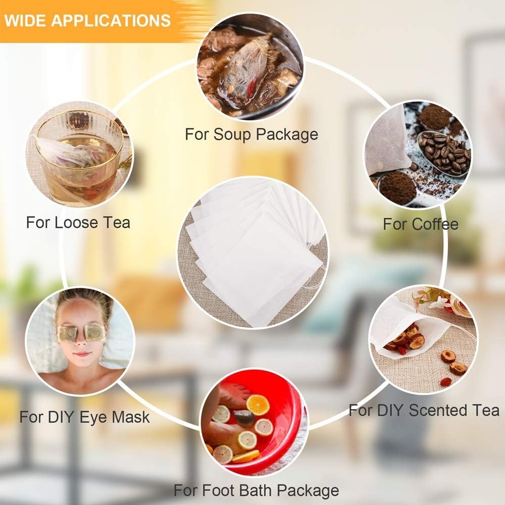 Convenient 100PCS Tea Filter Bags – Natural Material for Pure Loose Leaf Brewing