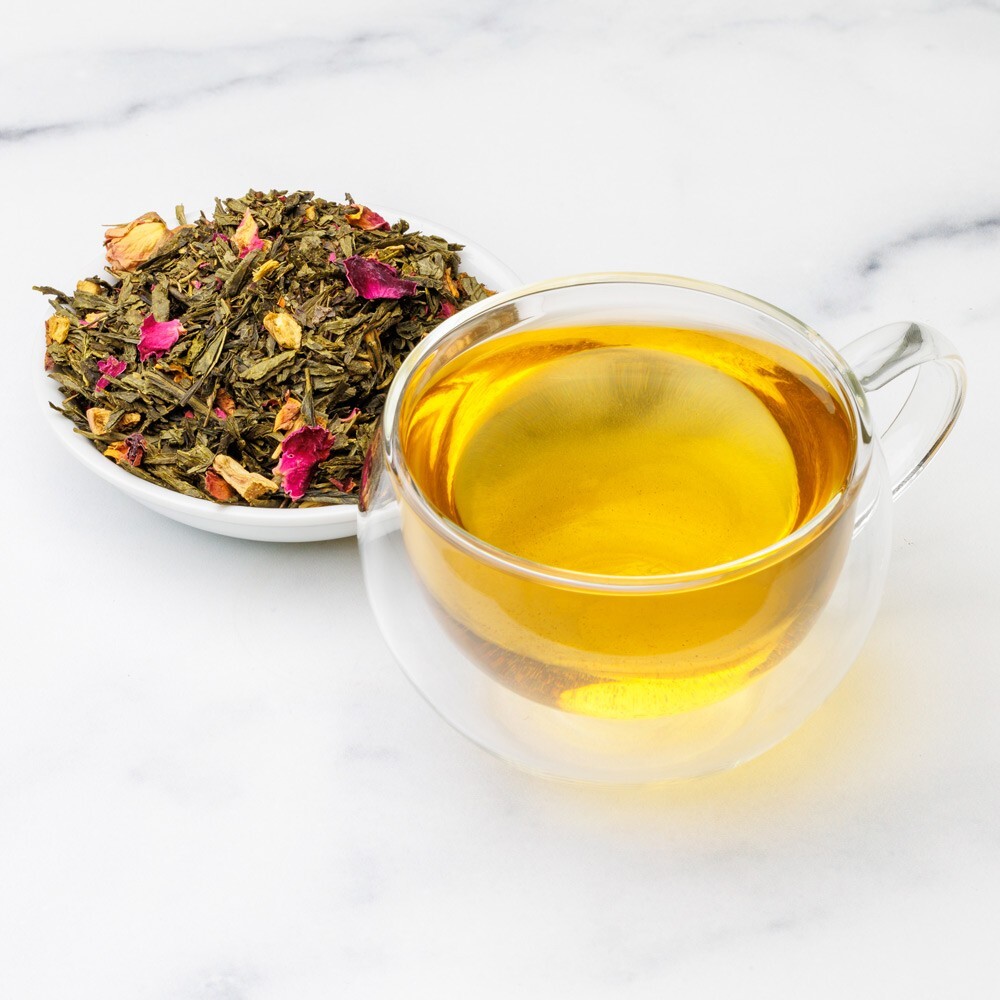 Pink Earl Grey Green Tea – Loose Leaf Rose/Rhubarb Blend- Fusion Teas