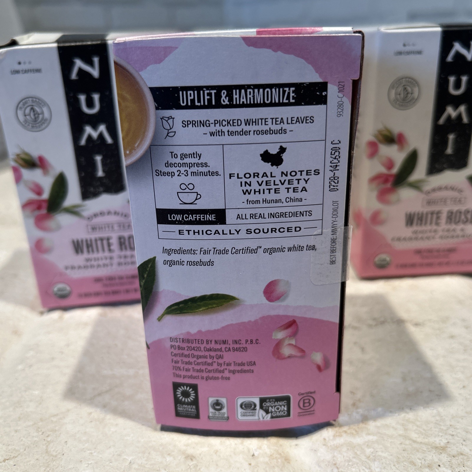 Numi Organic Tea White Rose, 16 Count Box of Tea Bags (Pack of 6) White Tea
