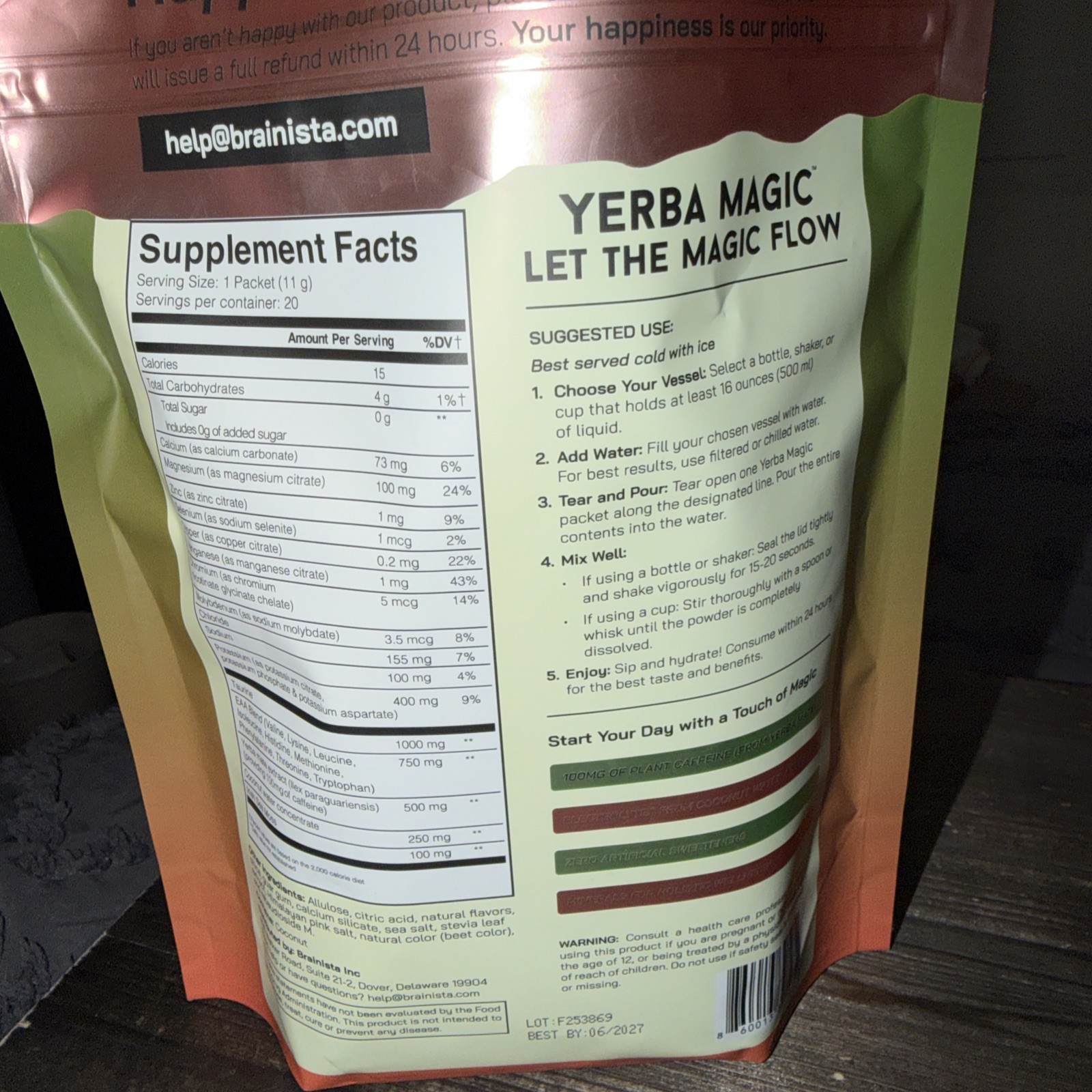 Brainista Yerba Magic Hydration+Energy Juicy Watermelon 20 Sticks