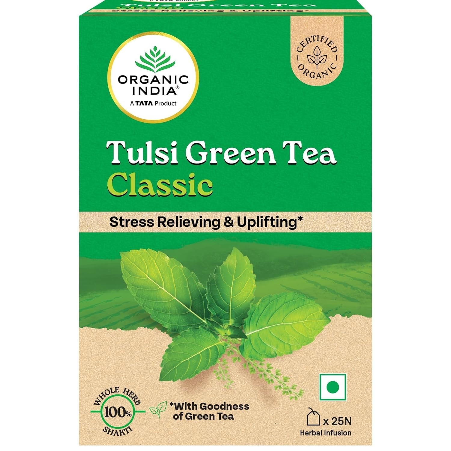 Organic India Tulsi Green Tea 25 Tea Bags Antioxidant Rich Herbal Blend