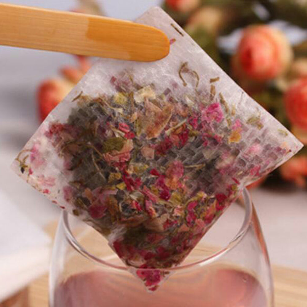 100Pcs Tea Bag Disposable Drawstring Flip Empty Teabag Herb Loose Tea Filter