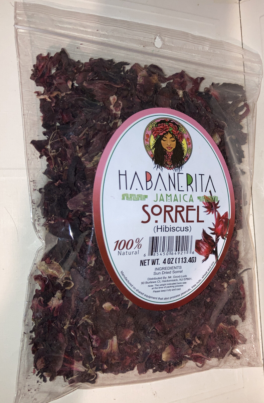 Habanerita Jamaica Sorrel Hibiscus 100 % Natural Sun Dried Leafs 4oz Package
