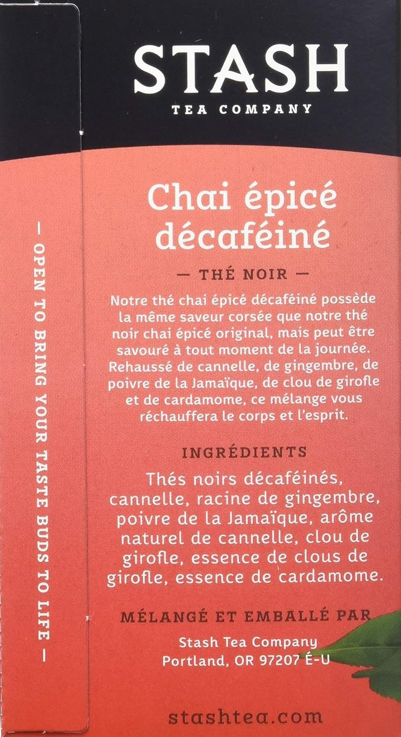 Decaf Chai Spice Tea – 18 Count Boxes (Pack of 6) – Warm, Caffeine-Free Bliss