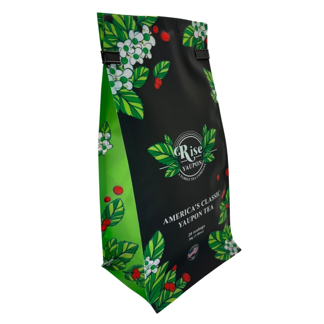 Rise Yaupon America’s Classic Yaupon Holly Tea, 20 Tea Bags, 1.06 oz, Made with
