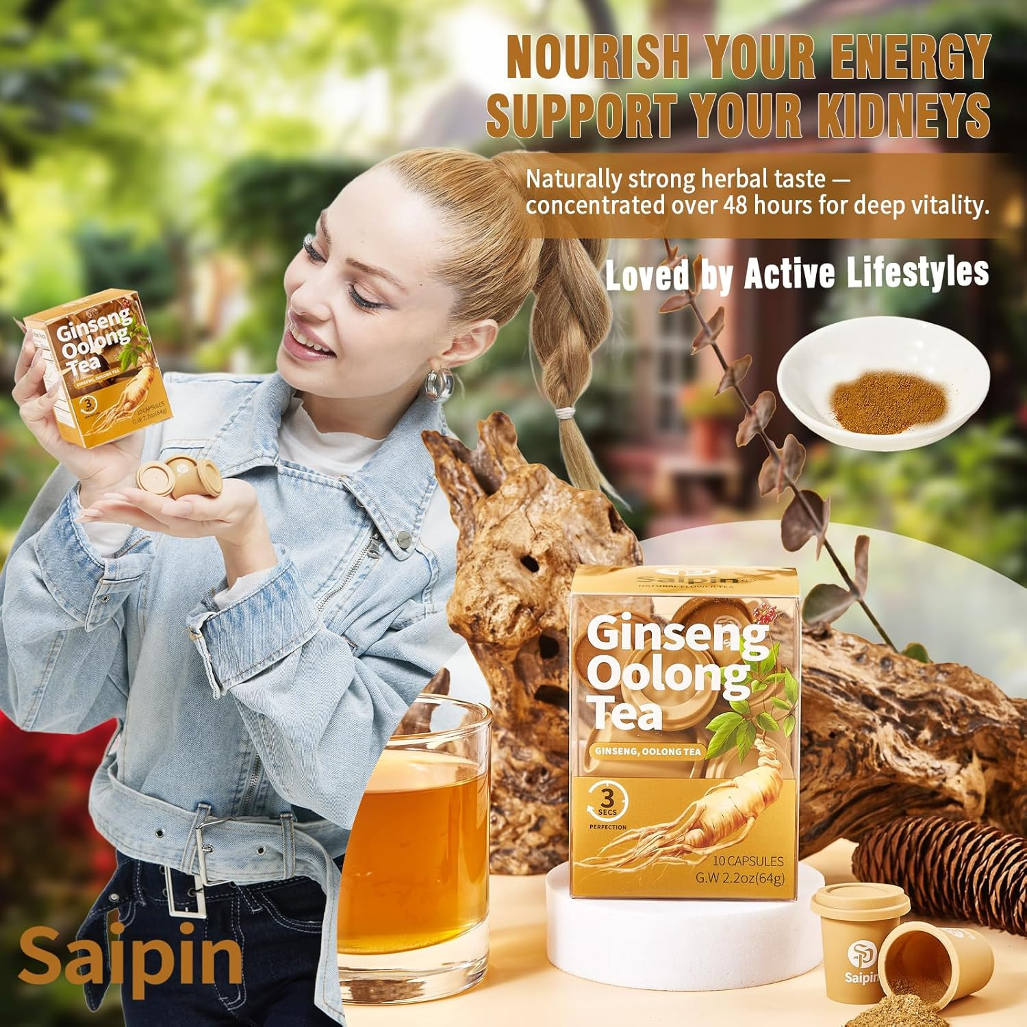 Organic Ginseng Tea – 10 Instant Oolong Tea for Natural Energy and Stress Relief