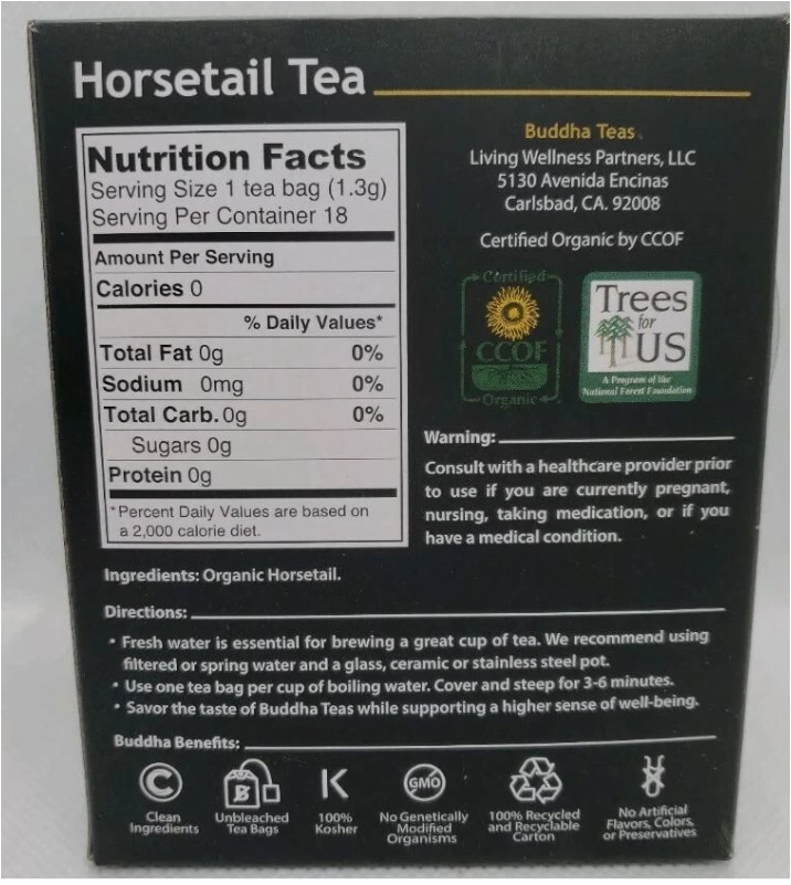 Buddha Teas Certified Organic Horsetail Tea 18 Tea Bags 12/2028