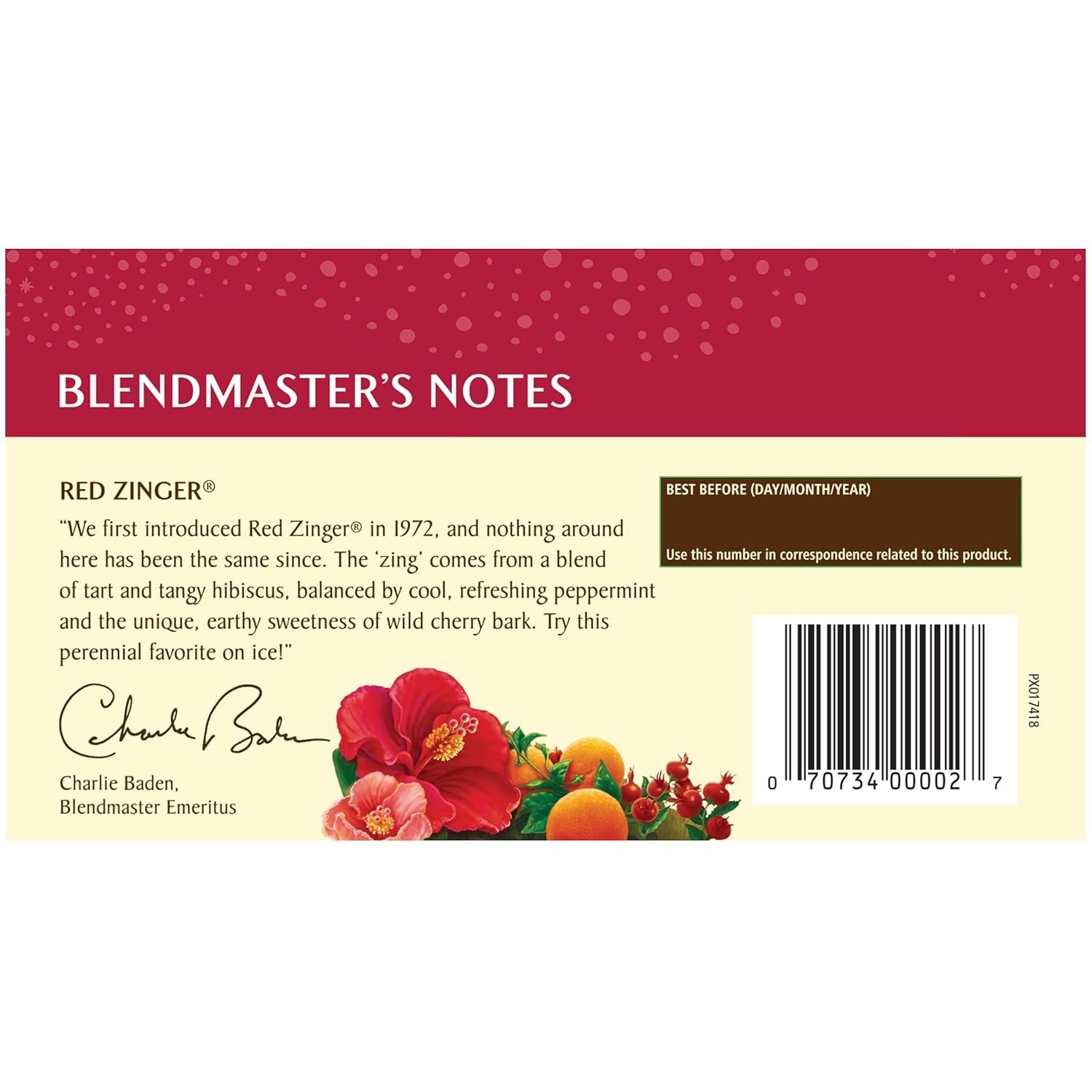 Celestial Seasonings Hibiscus Tea, Red Zinger Herbal Tea, Caffeine Free, 20 Tea