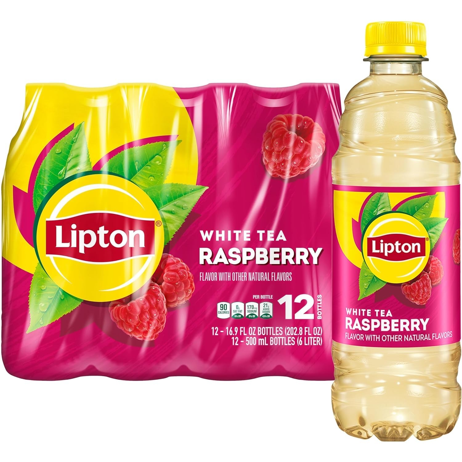 12 Bottles of Raspberry White Iced Tea – Natural, Refreshing, and Allergen-Free