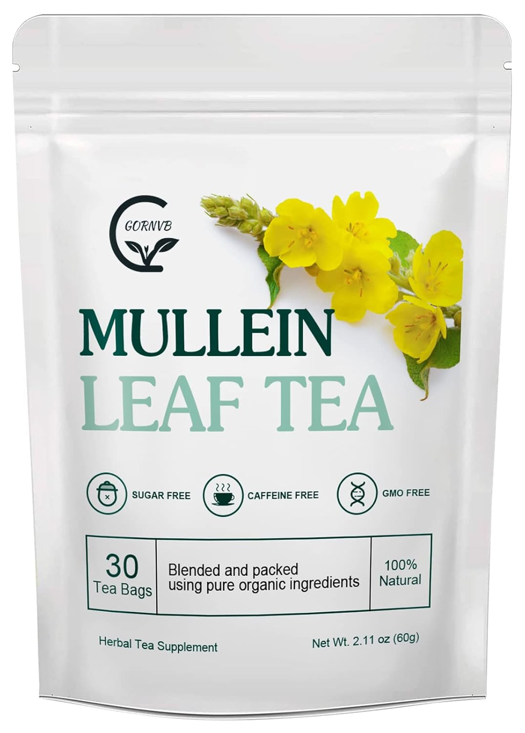 Mullein Leaf Tea Bags – Lungs Cleanse and Respiratory Support, Herbal Teas, Caff