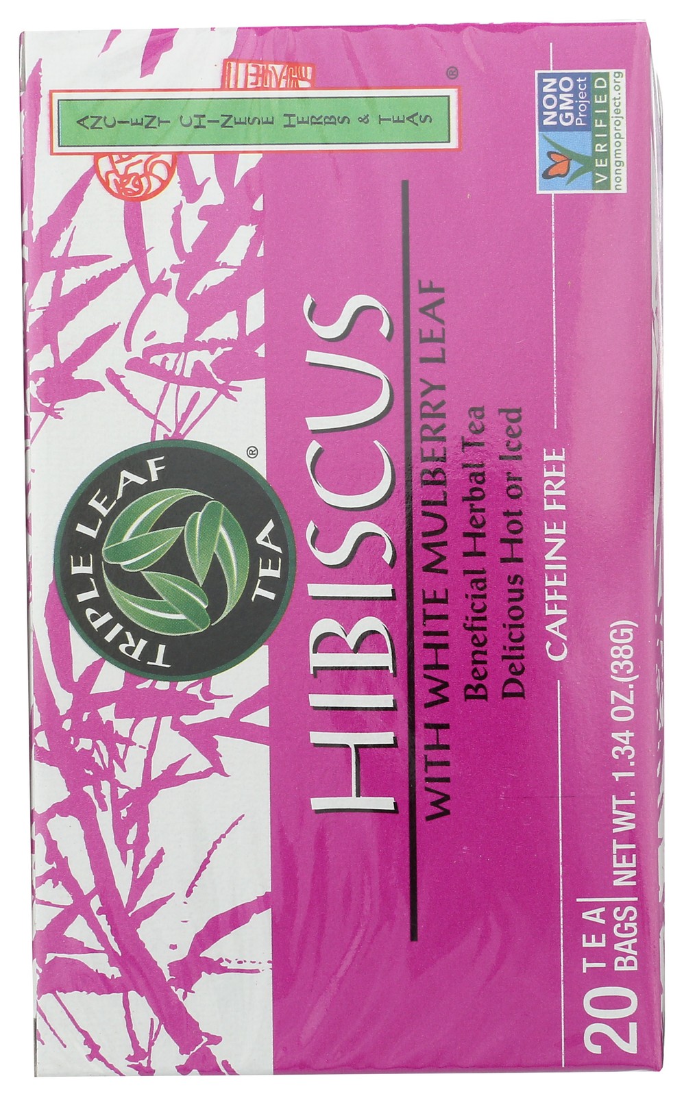 Triple Leaf Tea Hibiscus With White Mulberry 20 Bags Herbal 1.34 Oz 3 Pack