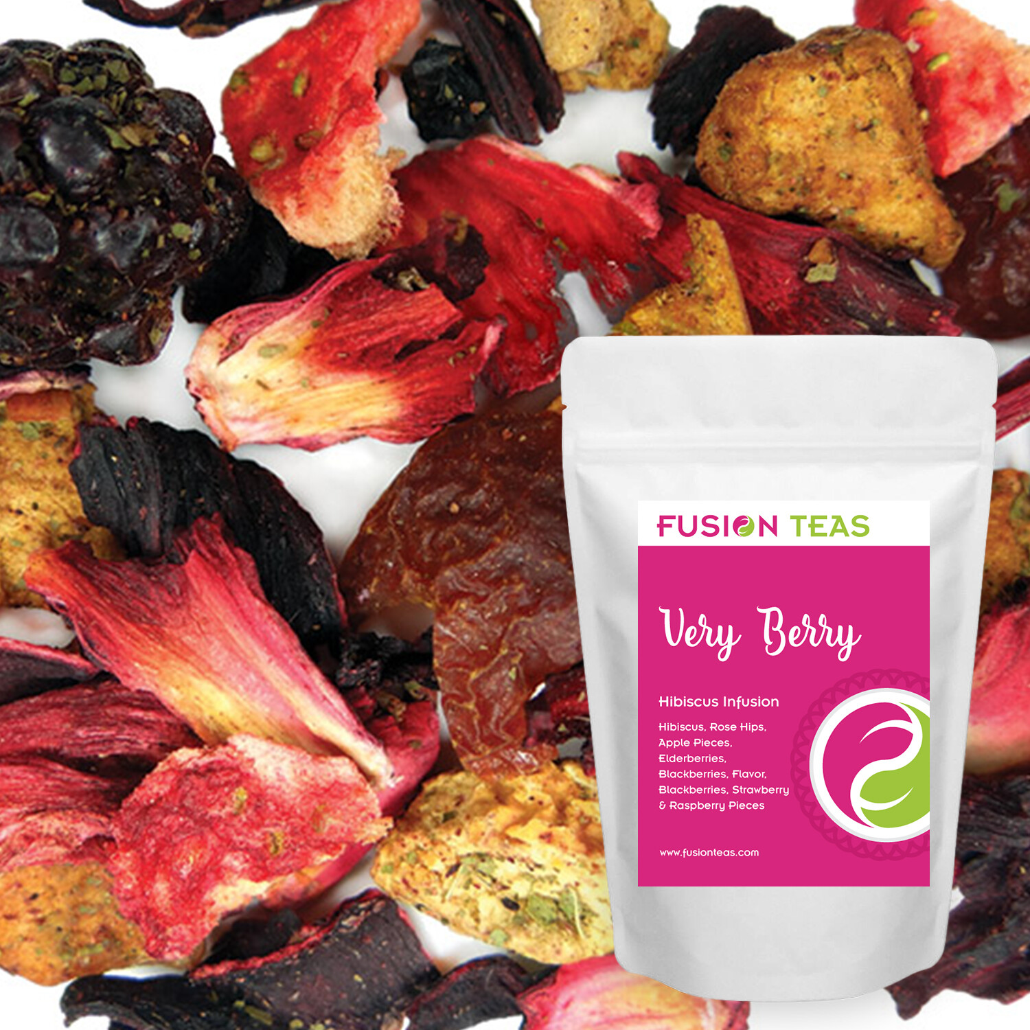 Very Berry Hibiscus Fruit Tea – Herbal Loose Leaf Tisane – Fusion Teas