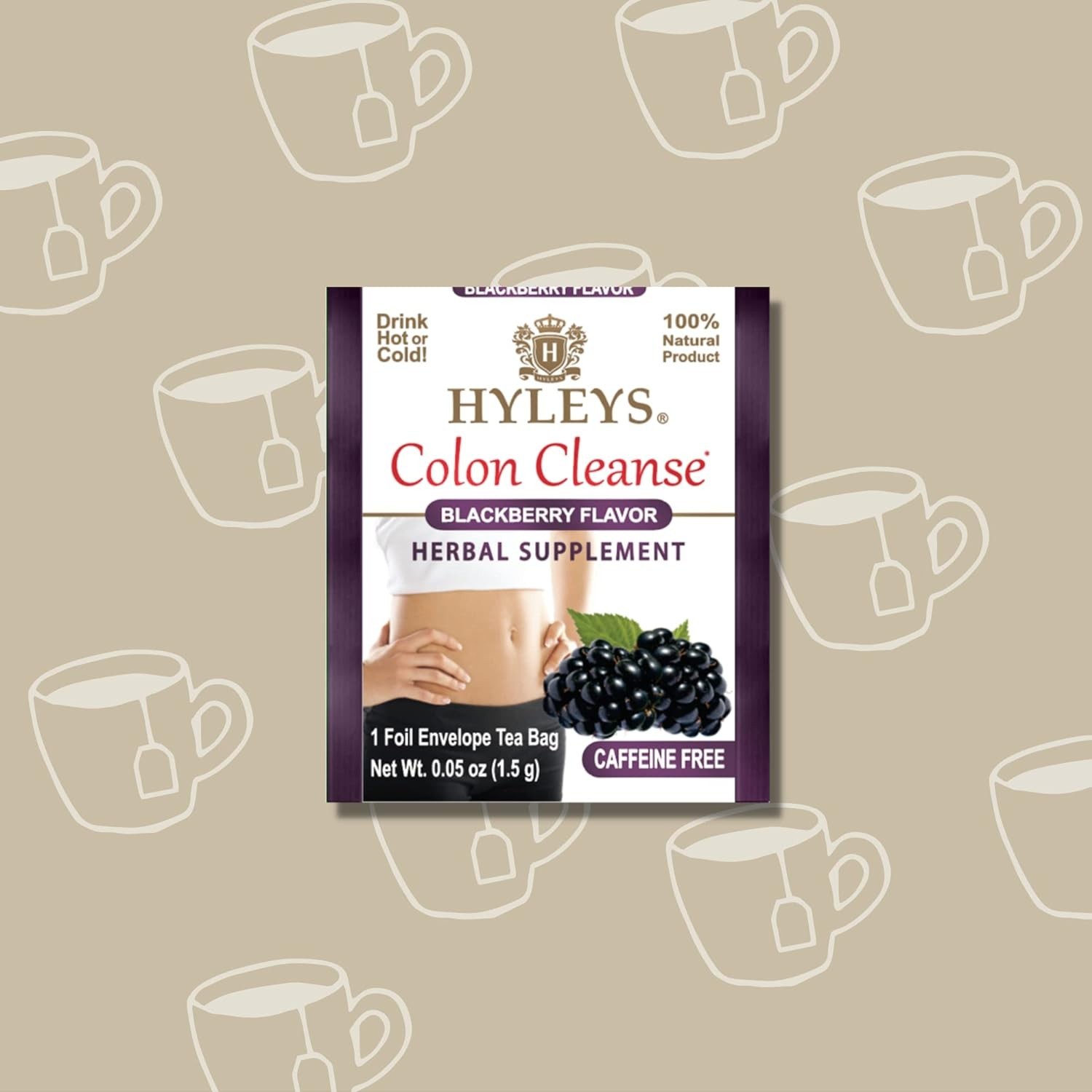 Hyleys Colon Cleanse Tea Blackberry Flavor – 50 Tea Bags (1 Pack)