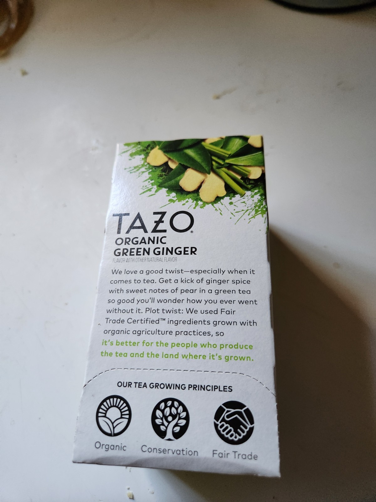 Tazo Organic Green Ginger Tea USDA Organic Fair Trade Non-GMO 16 Bags