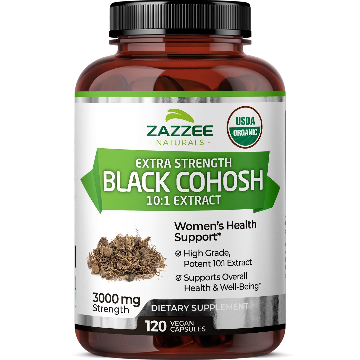 Zazzee Black Cohosh 3000mg 10:1 Extract 120 Vegan Caps Organic USA