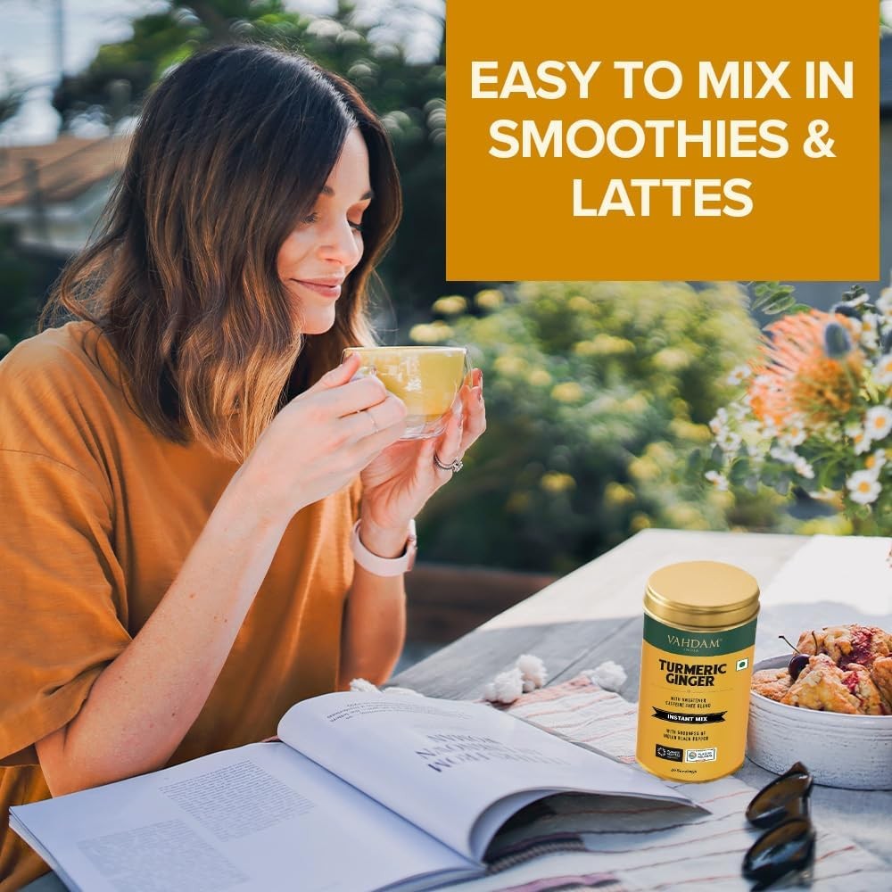 , Golden Milk Powder/Turmeric Ginger Latte Mix (100g, 40 Cups) Caffeine-Free …