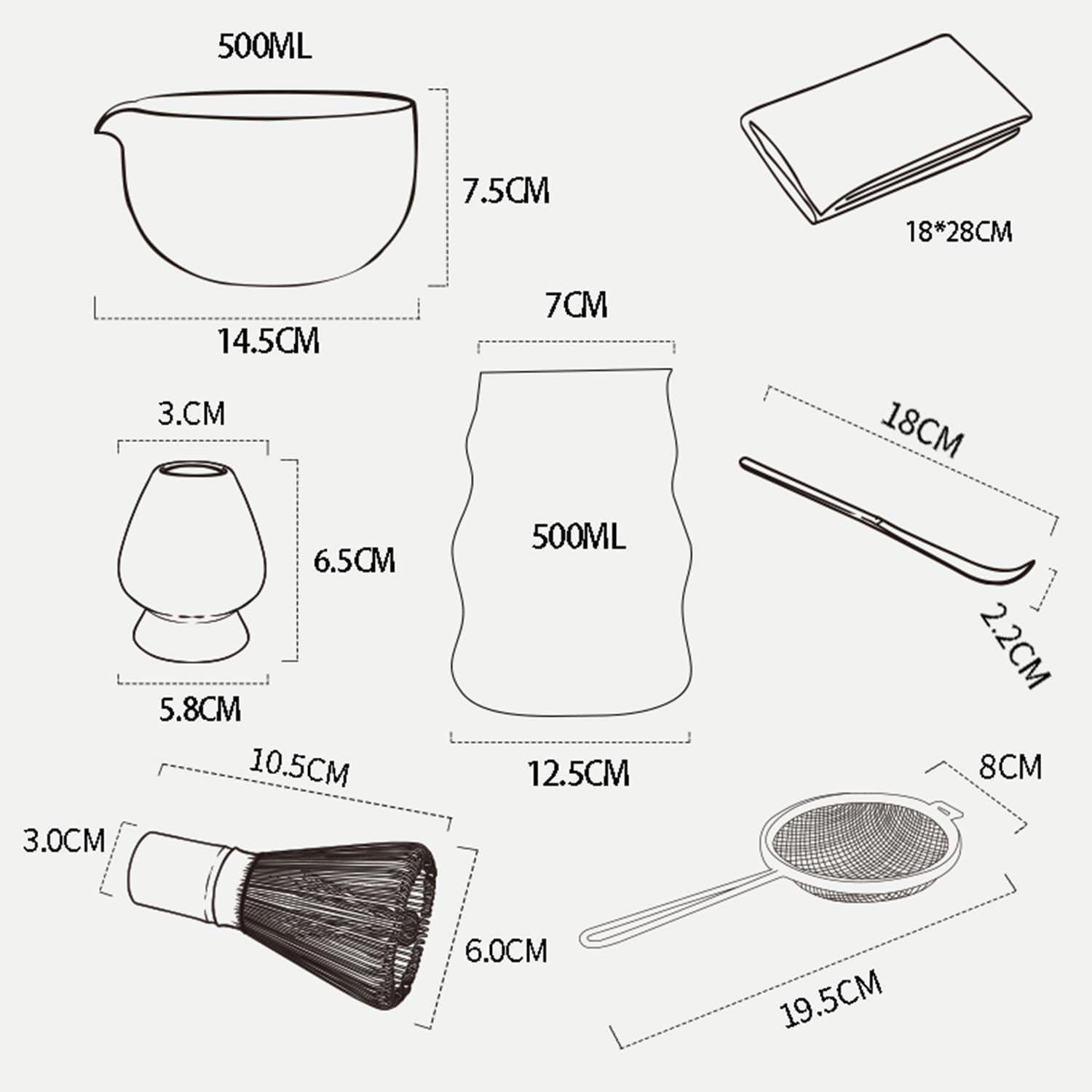 7pcs Japanese Matcha Tea Set Matcha Kit With Matcha Bowl with Pouring Spout Ma
