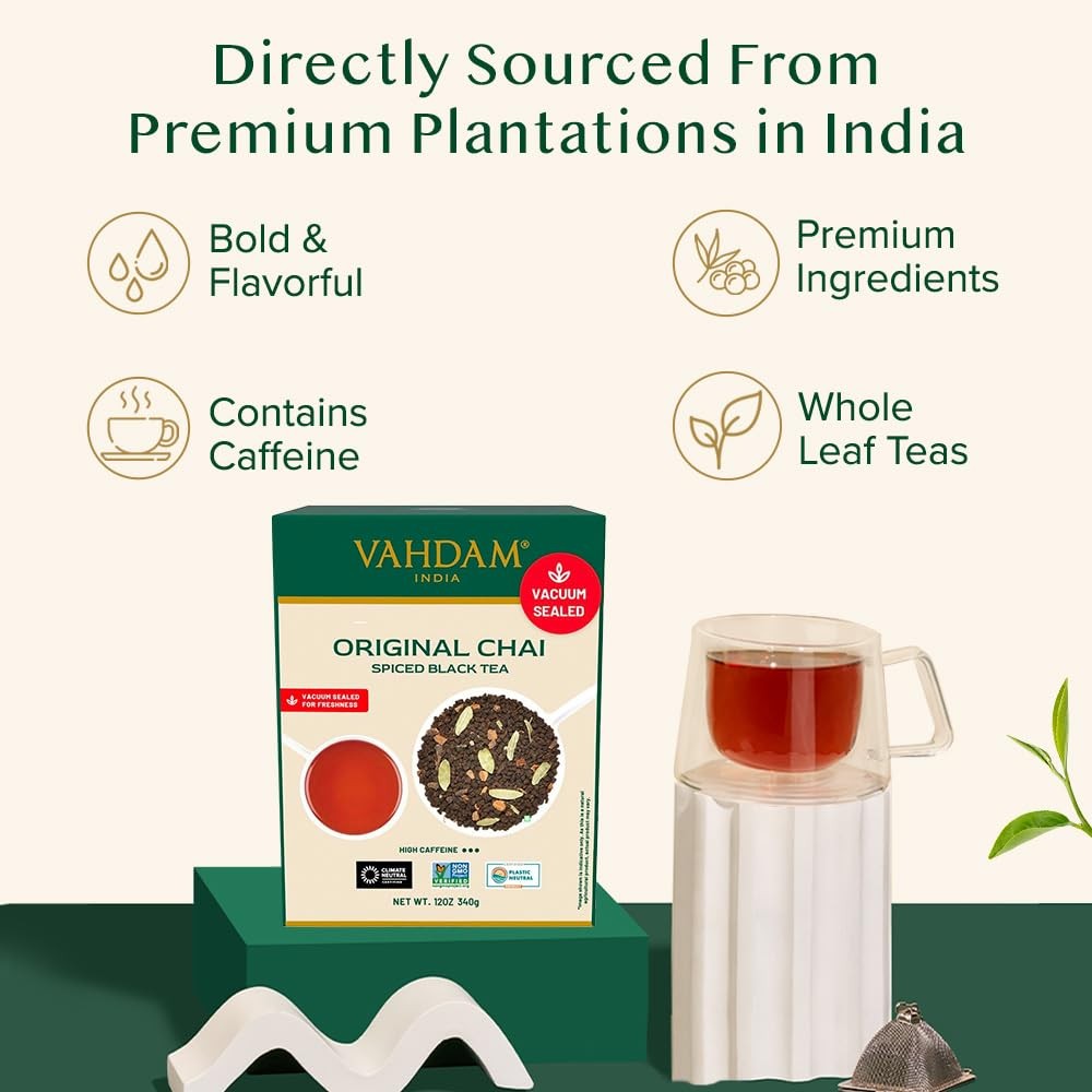 Masala Chai Tea – Loose Leaf 170+ Cups (340g/12oz) Blend of Black Tea with Ci…