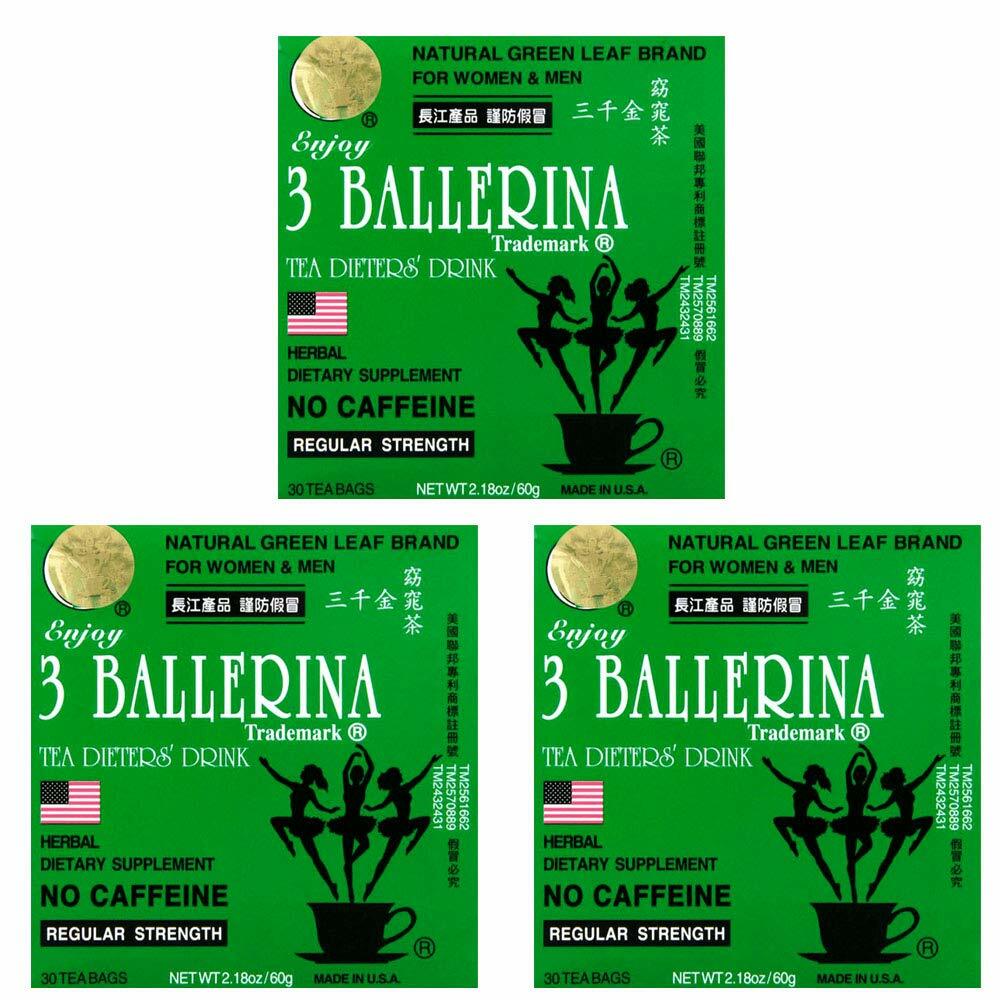 3 Ballerina Natural Green Leaf Brand Naturally Caffeine Free Diet Tea ( ABC )