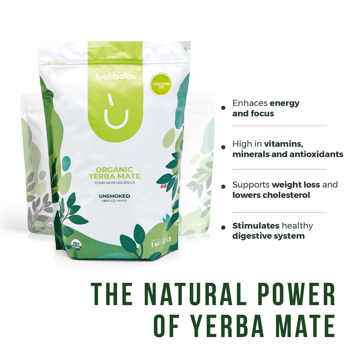 2.2 Lb Te De Yerba Mate Organica – Yerba Mate Pura De Hojas Sueltas Sin Fumar Te