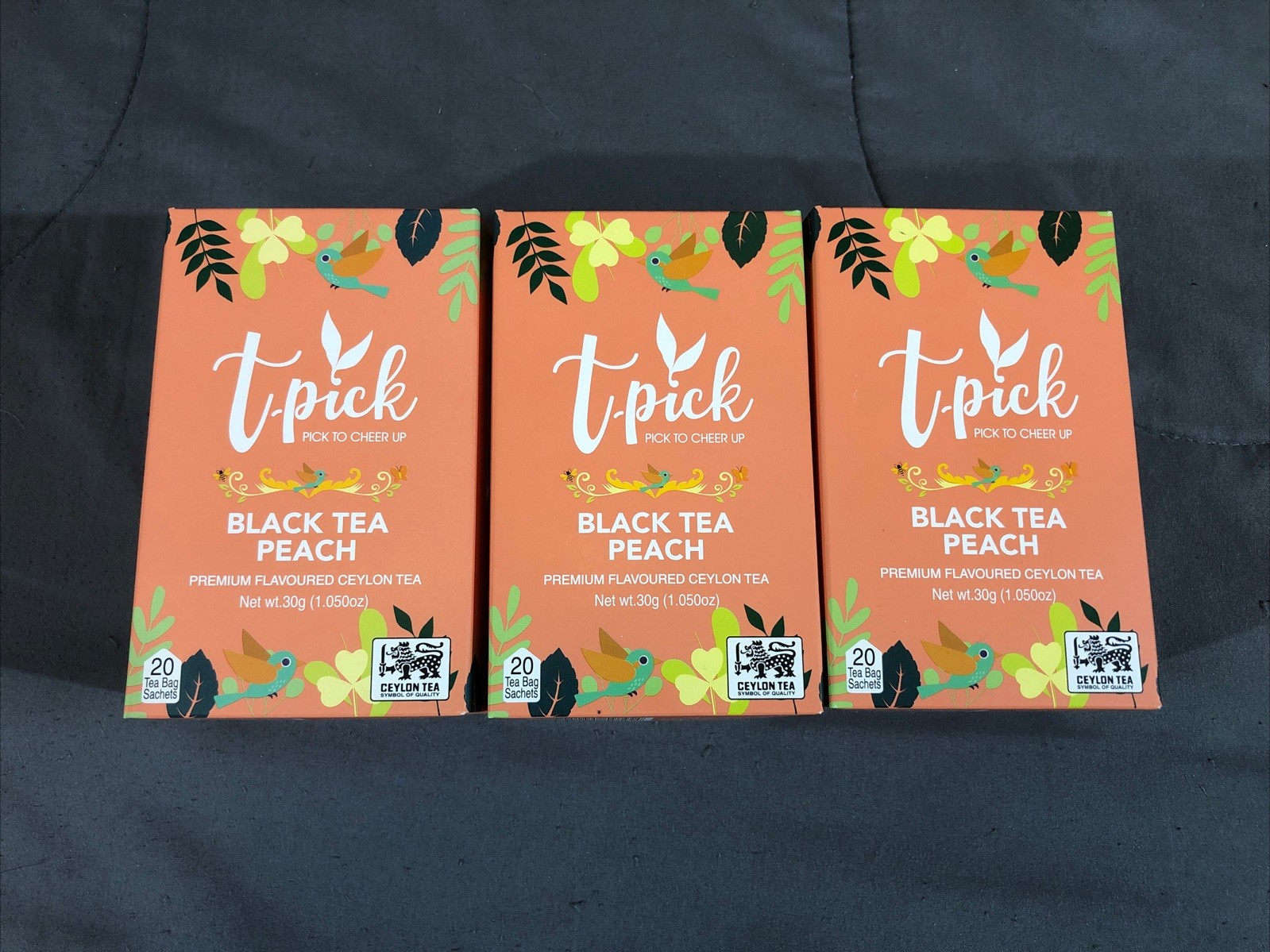 3 PACK ~ T-PICK BLACK TEA PEACH CEYLON Tea Bags 60 Bags Total BB: 10/01/2029