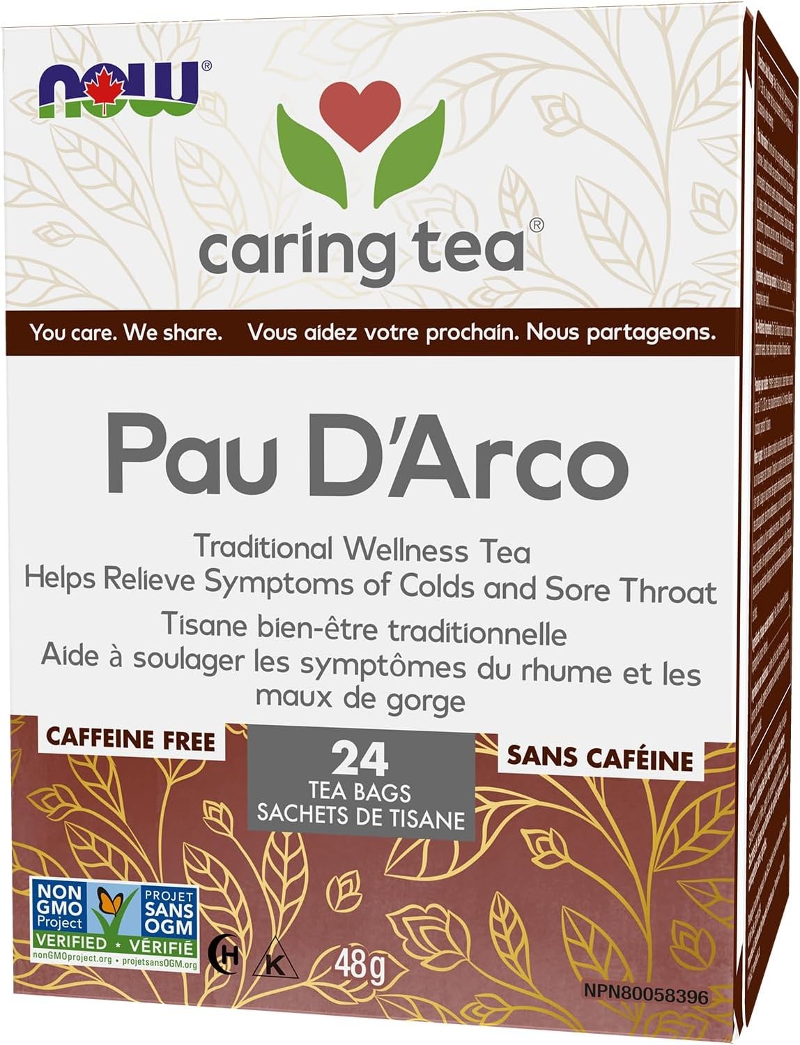 NOW Caring Tea, Pau D’arco Traditional Wellness Tea – 24 Tea Bags