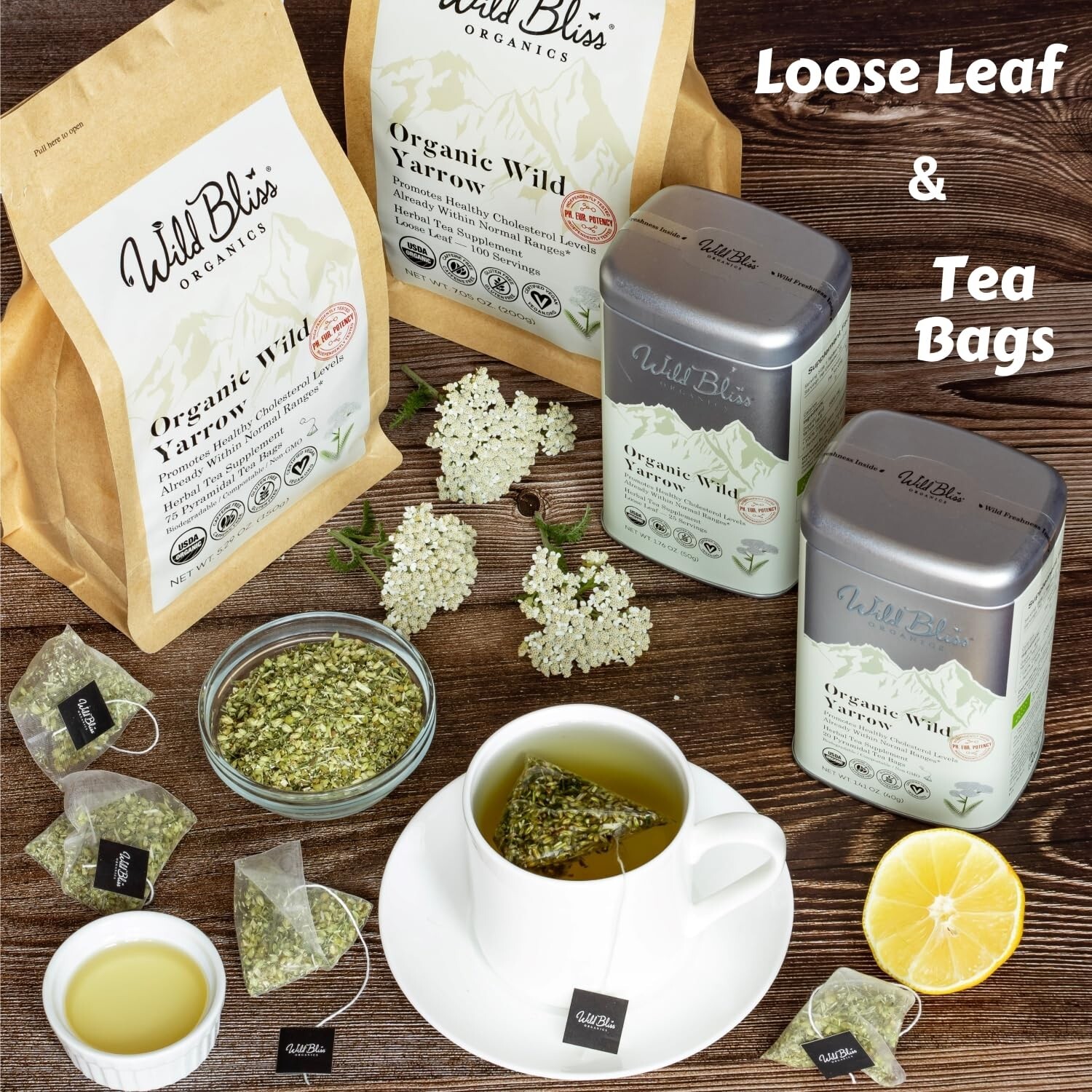 Wild Crafted Organic Yarrow Tea – 7 oz of Caffeine-Free Wellness – 100 Servings