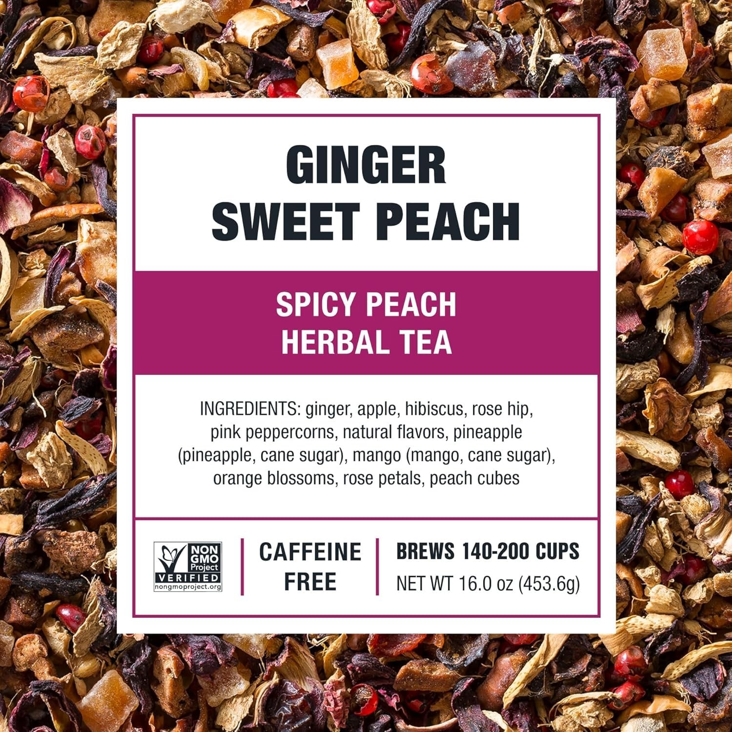 Ginger Sweet Peach Loose Leaf Tea Bulk Pouch 200 Cups Premium Blend