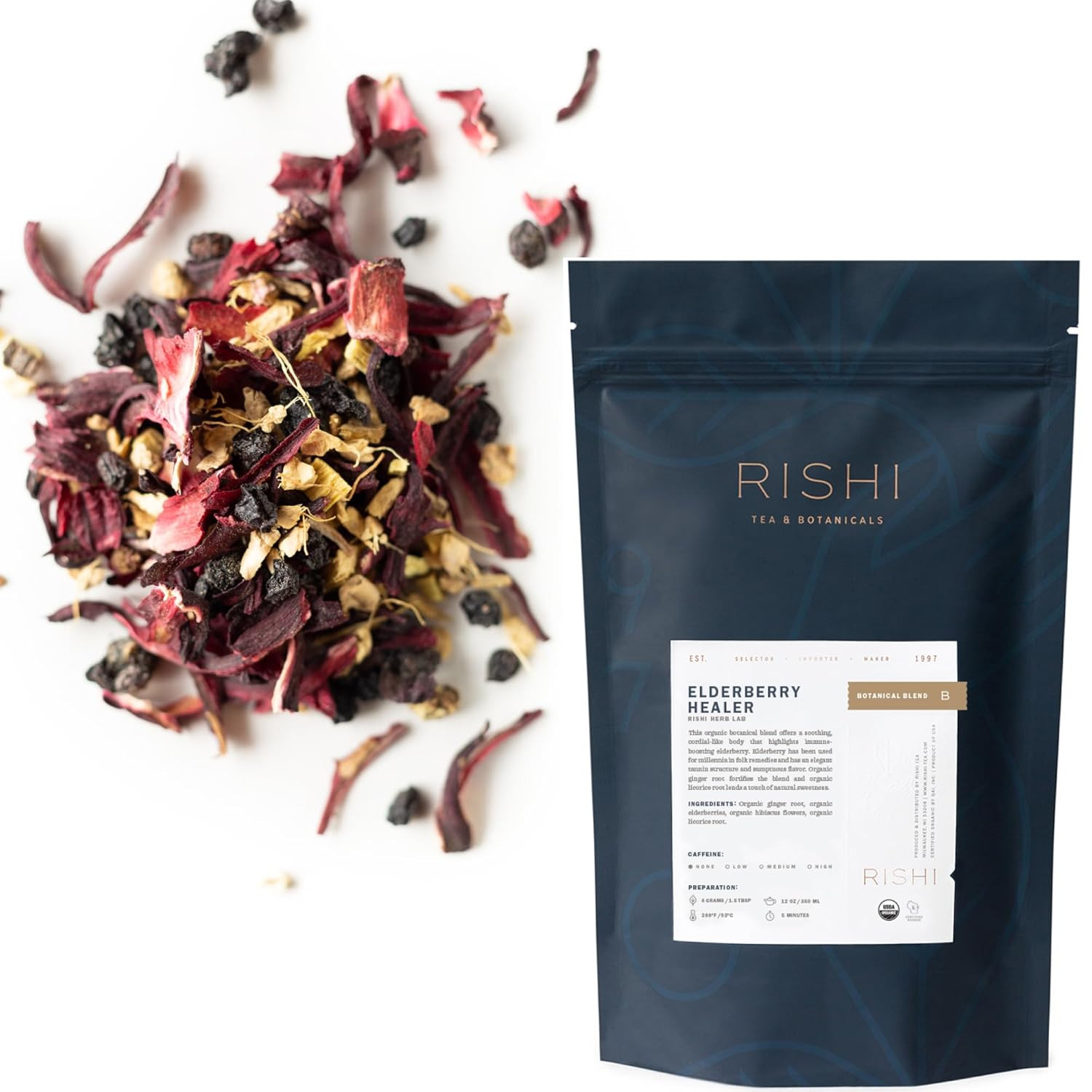 Organic Elderberry Healer Herbal Tea – Caffeine Free Sachets