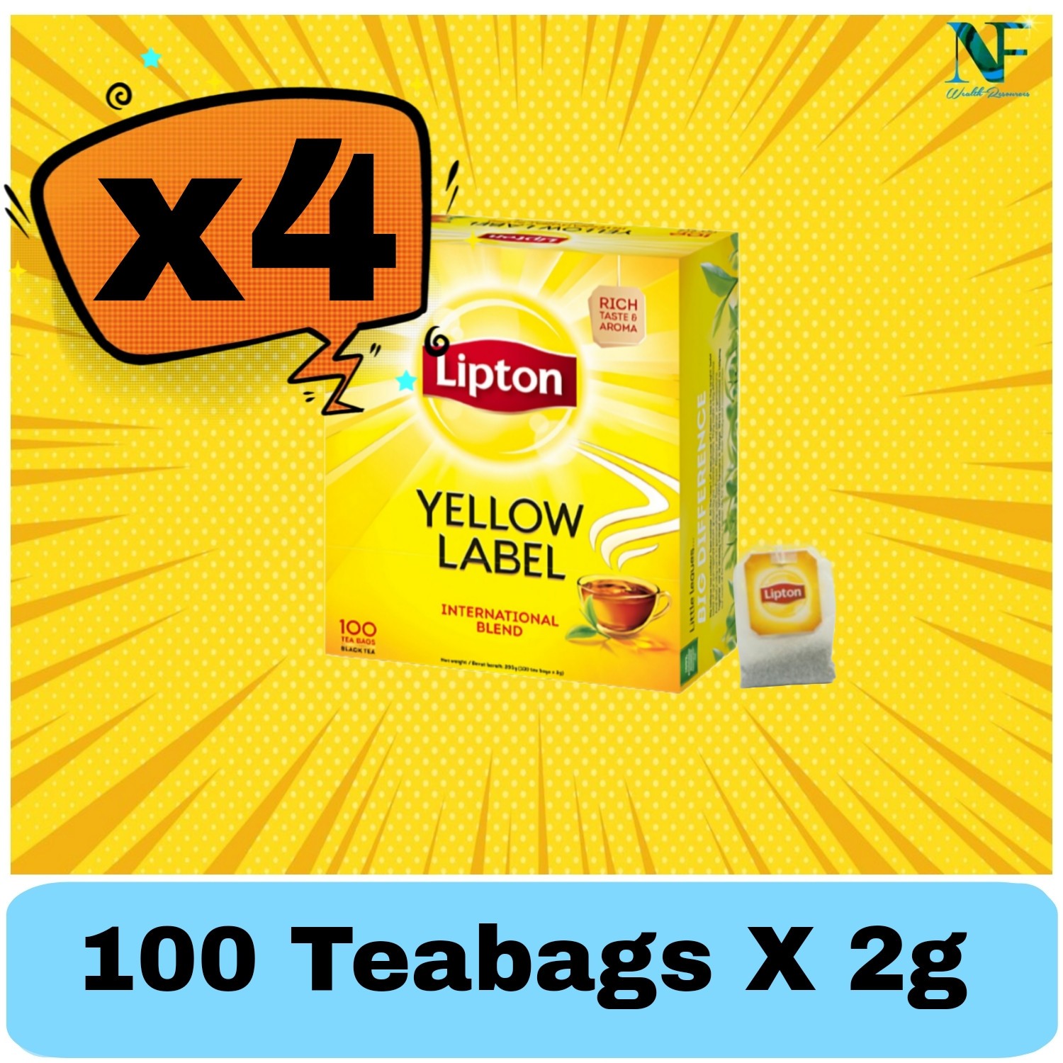 4x 100 x 2g Lipton Black Tea Blend Yellow Label Bags America’s Favorite Tea