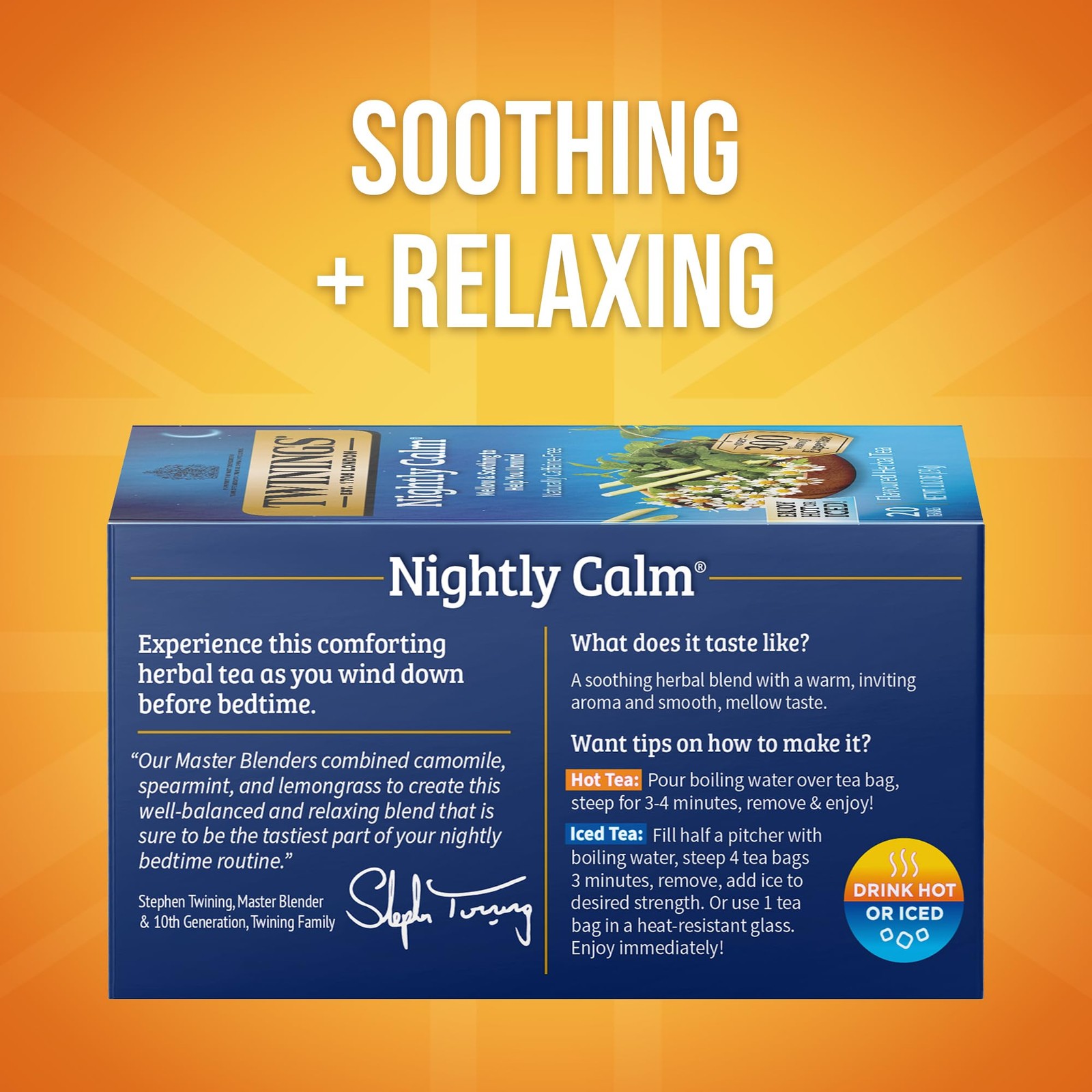 Twinings Nightly Calm Tea 20 Count Herbal Sleep Tea with Chamomile and Herbs