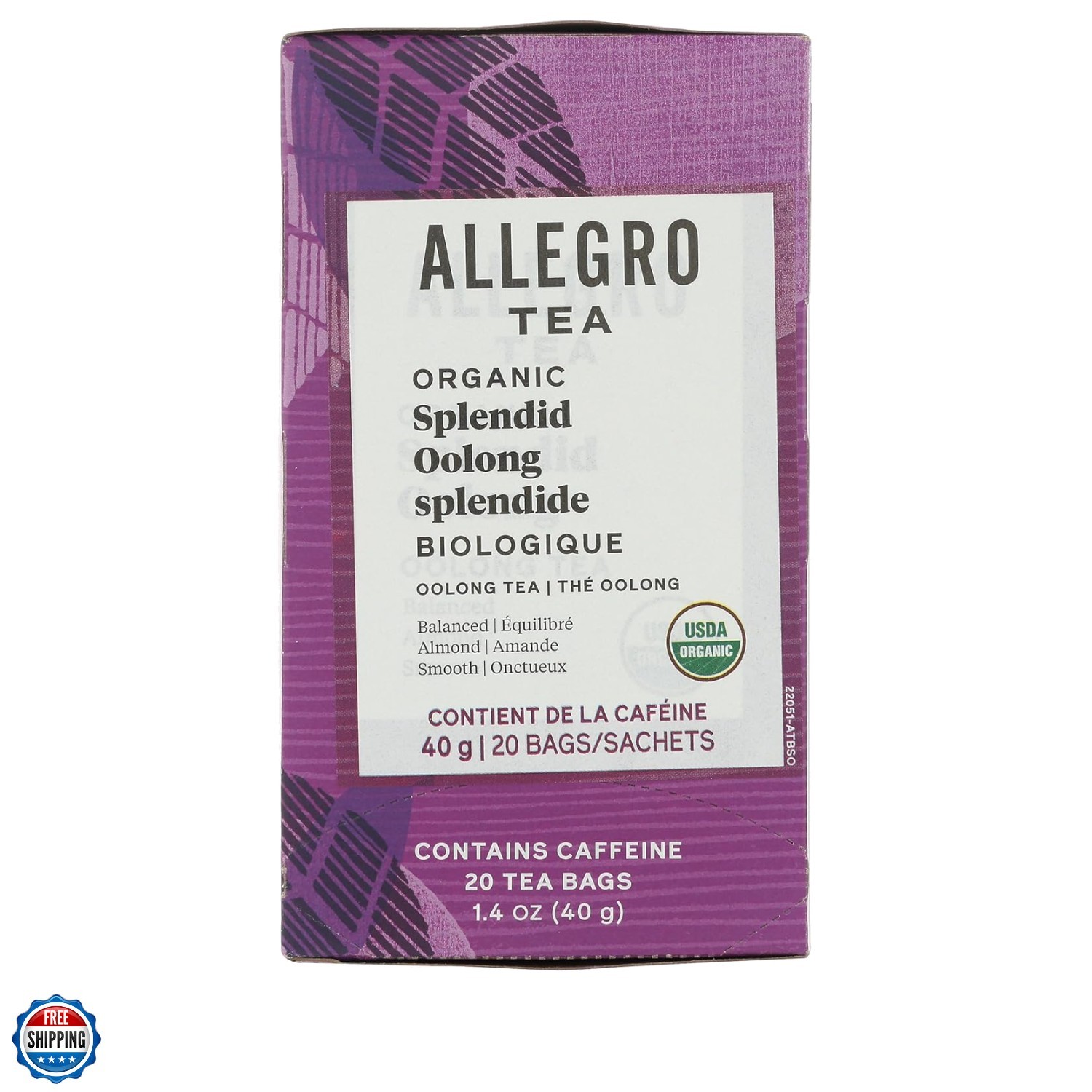 Allegro Tea, Organic Splendid Oolong Tea Bags, 20 ct