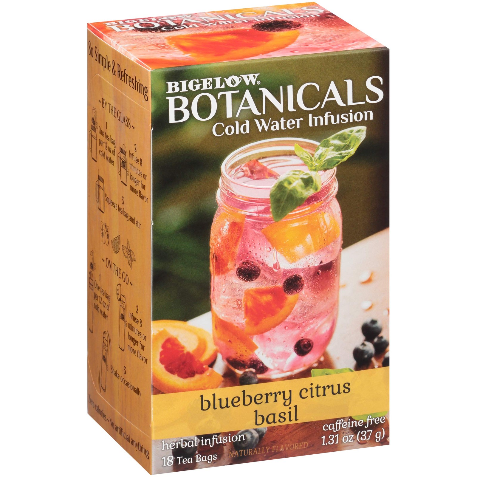 Bigelow Botanicals Cold Water Infusion Blueberry Citrus Basil Tea Bags 18 Count