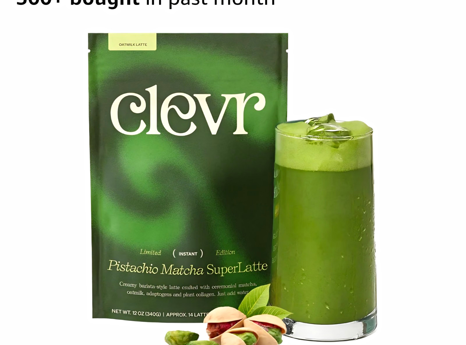 Clevr Pistachio Matcha SuperLatte Powder Mix Organic Gluten Free 12 oz