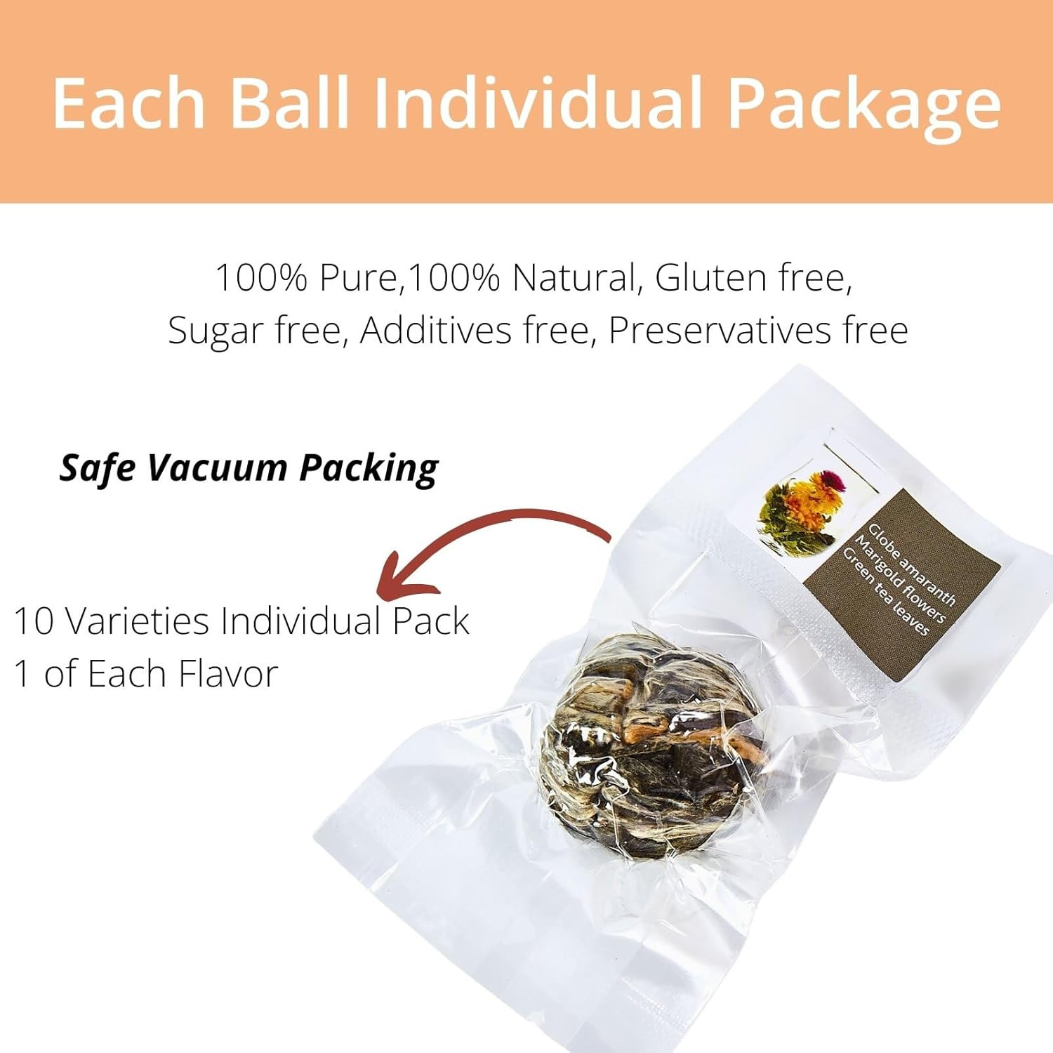 Blooming Tea Gift Set, 10 Unique Varieties Flowering Tea Balls, Individual Pack
