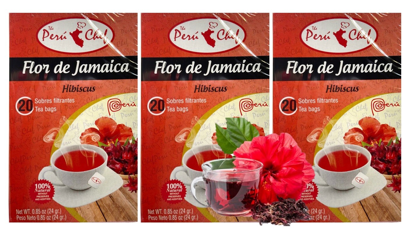 Peru Hibiscus Tea/Sorrel Te Flor de Jamaica Natural Antioxidant (60Tea Bags)
