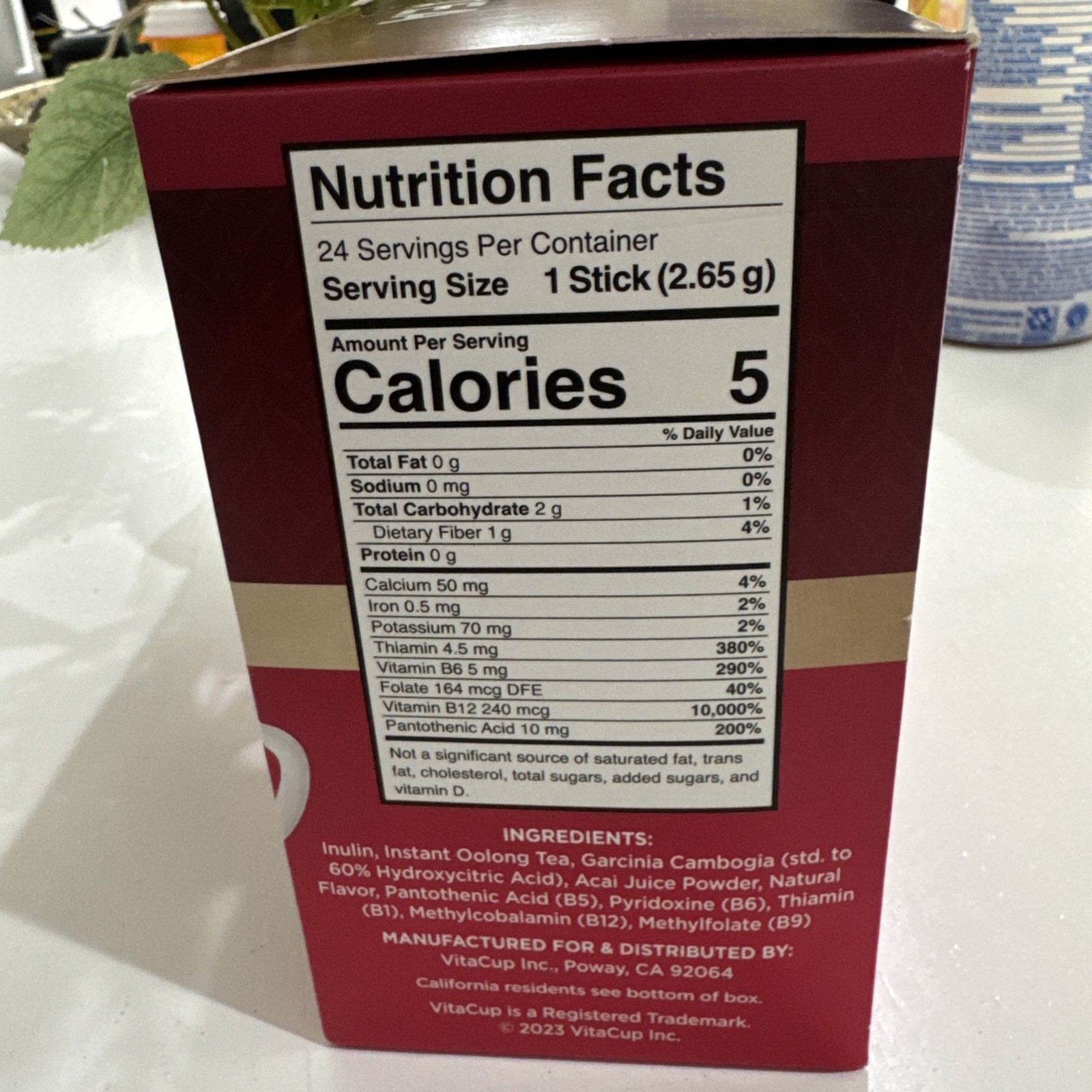 Slim Instant Tea, Premium Oolong Tea, 24 Single Sticks Acai Berry,vitamins B