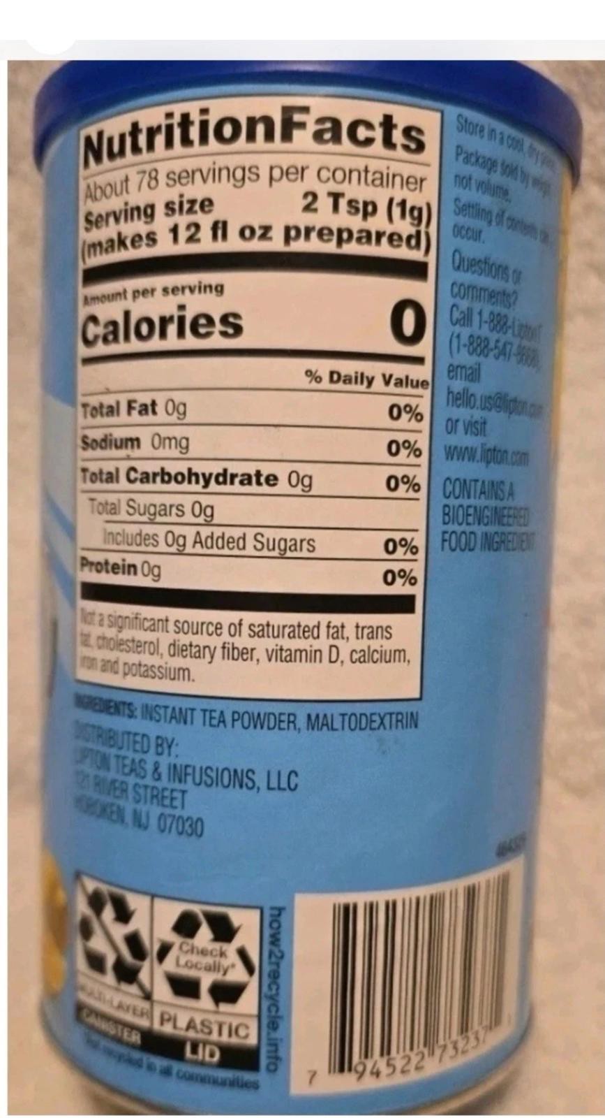 3 PACK NEW Lipton Caffeinated Unsweetened Instant Iced Tea 28 Quarts EXP. 11/26