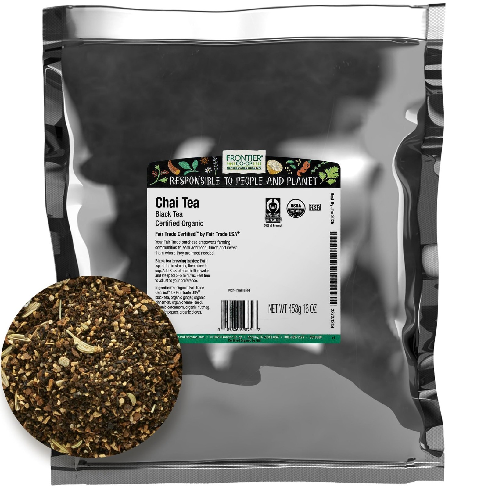 Organic Chai Tea – Fair Trade, Kosher, Non-Irradiated, 16 Oz – Premium Quality