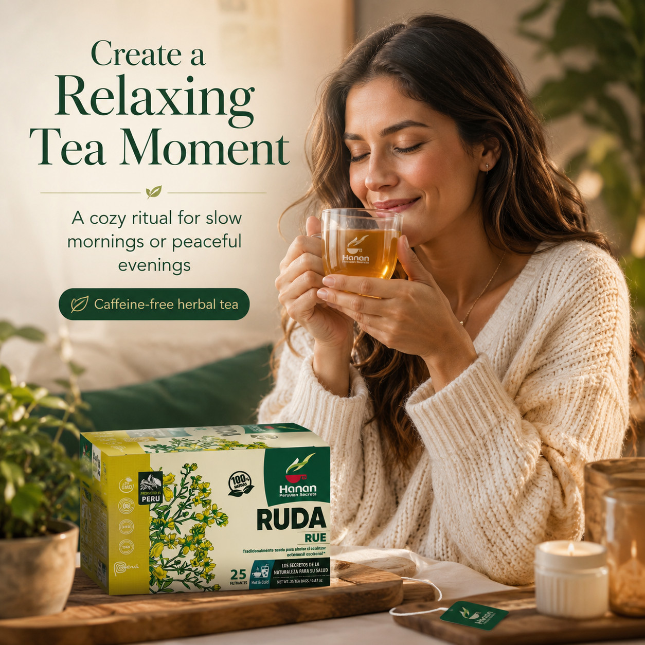 Te de Ruda 100% Natural Rue 25 Tea Bags for Relaxation & Well-Being from Peru