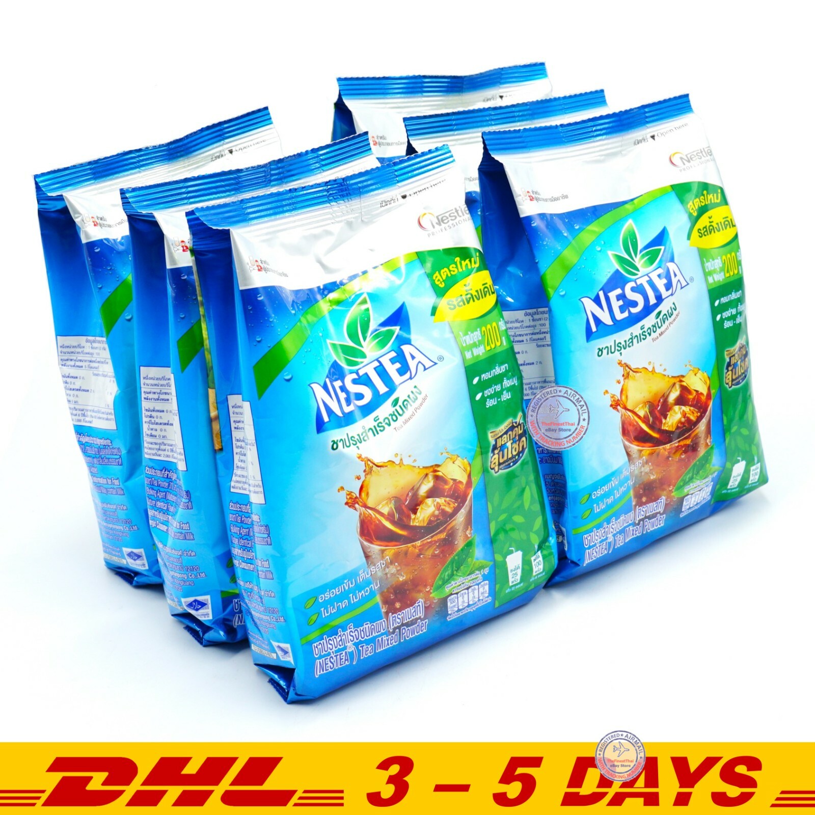 Nestea Unsweetened Instant Tea Drink Powder 100% Tea no Sugar, Big Size 200g x 6