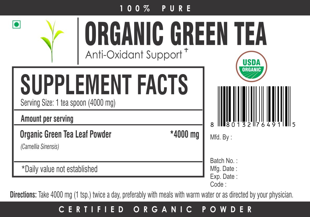 Organic Green Tea Powder Polyphenols EGCG Weight Loss Energy Detox Fat Burner