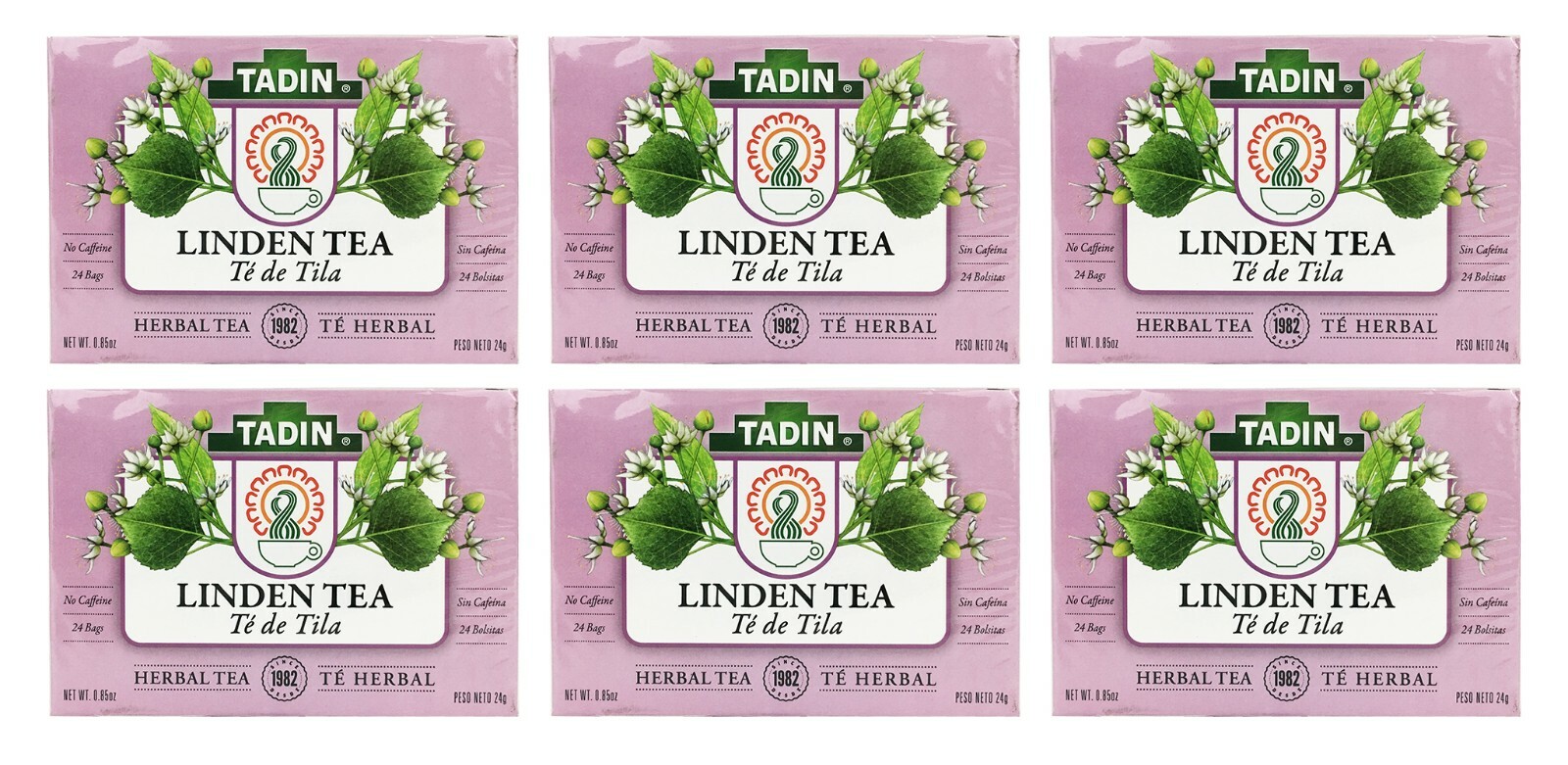 Tadin Linden Flowers Herbal Tea (Tila), Made in USA, 24 Bags (6 BOXES) 02/2026