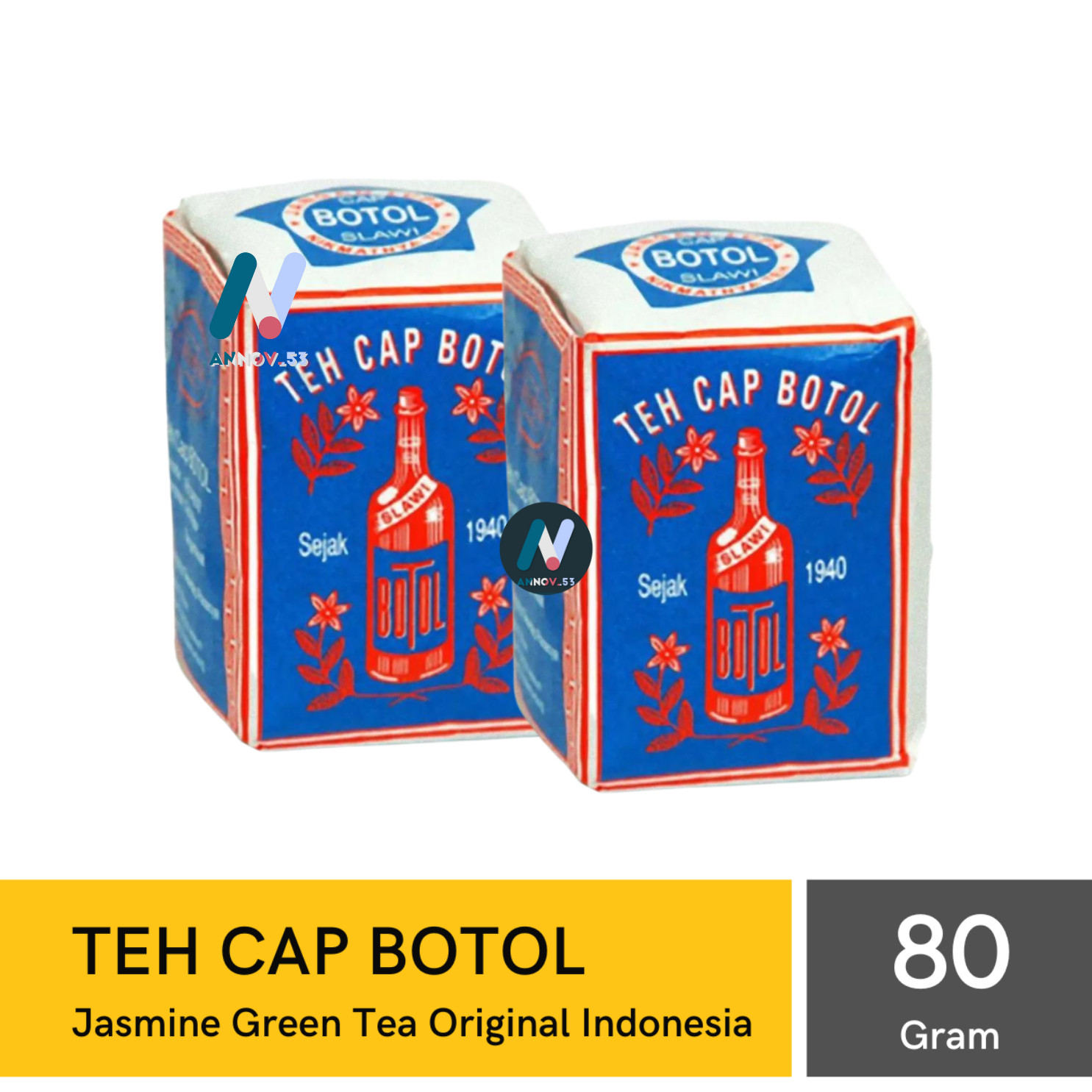 2Pax TEH CAP BOTOL Jasmine Green Brewed Tea Exotic Aroma Indonesian Since 1940