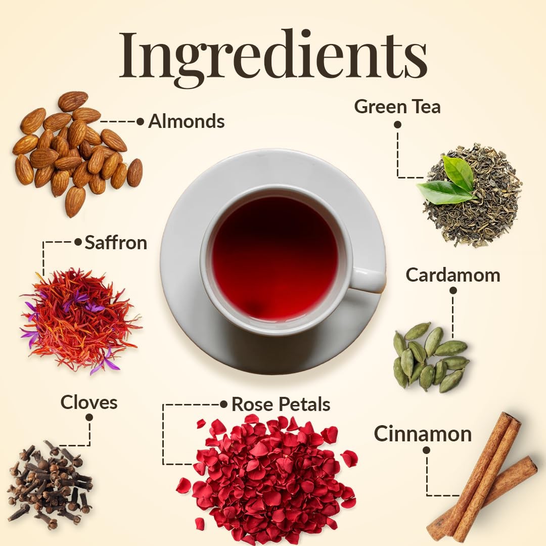 TGL Co.Kashmiri Saffron Kahwa Green Tea 16 Bags|Exotic Herbal Saffron Chai Blend