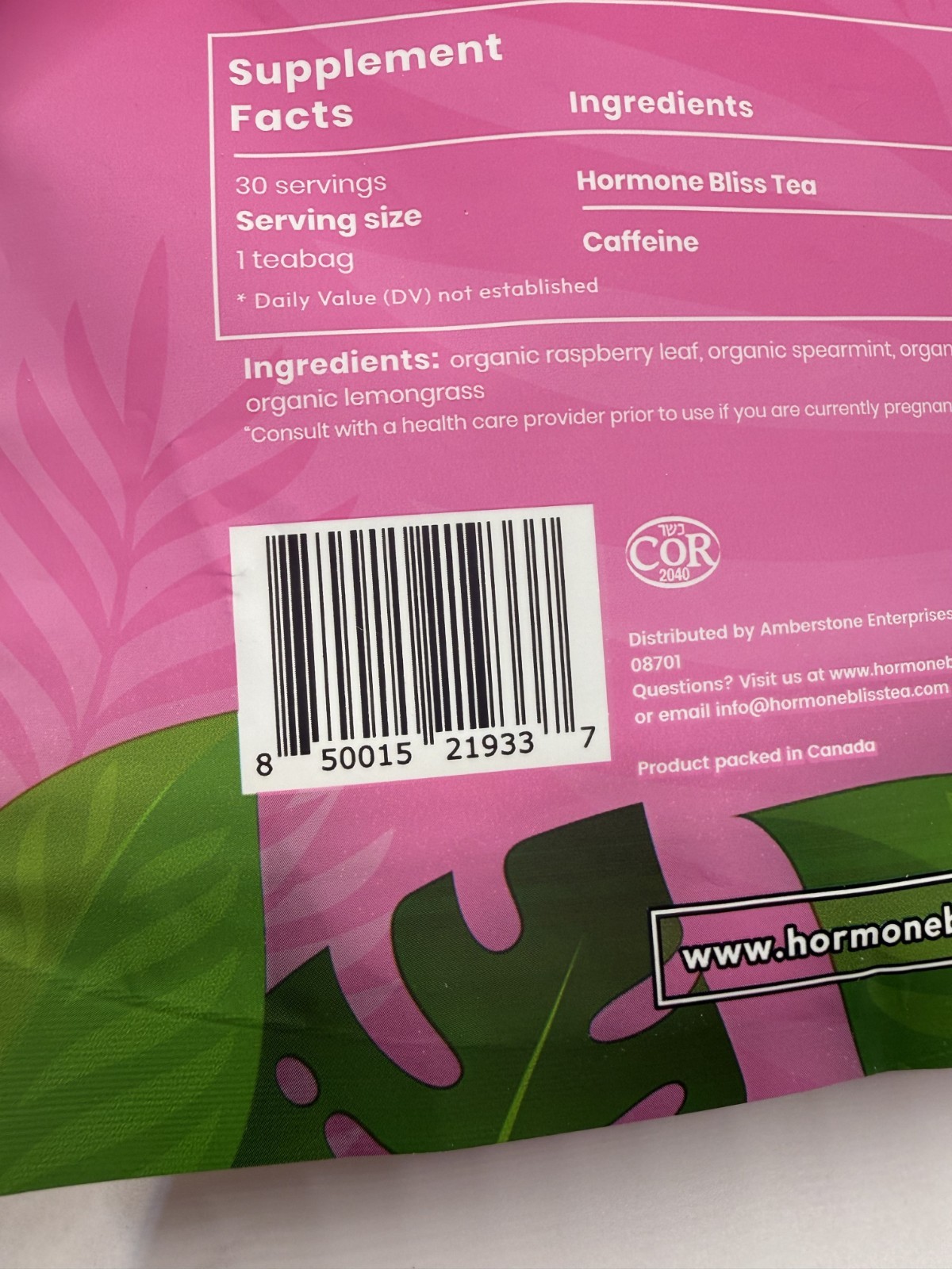 Cederberg Tea Company Organic Hormone Bliss Tea Hydro Clean Power 30 Teabags New