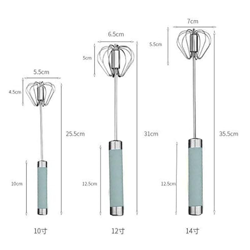 Stainless Steel Semi-automatic Egg Whisk – 3PCS Hand Push Rotary Blue