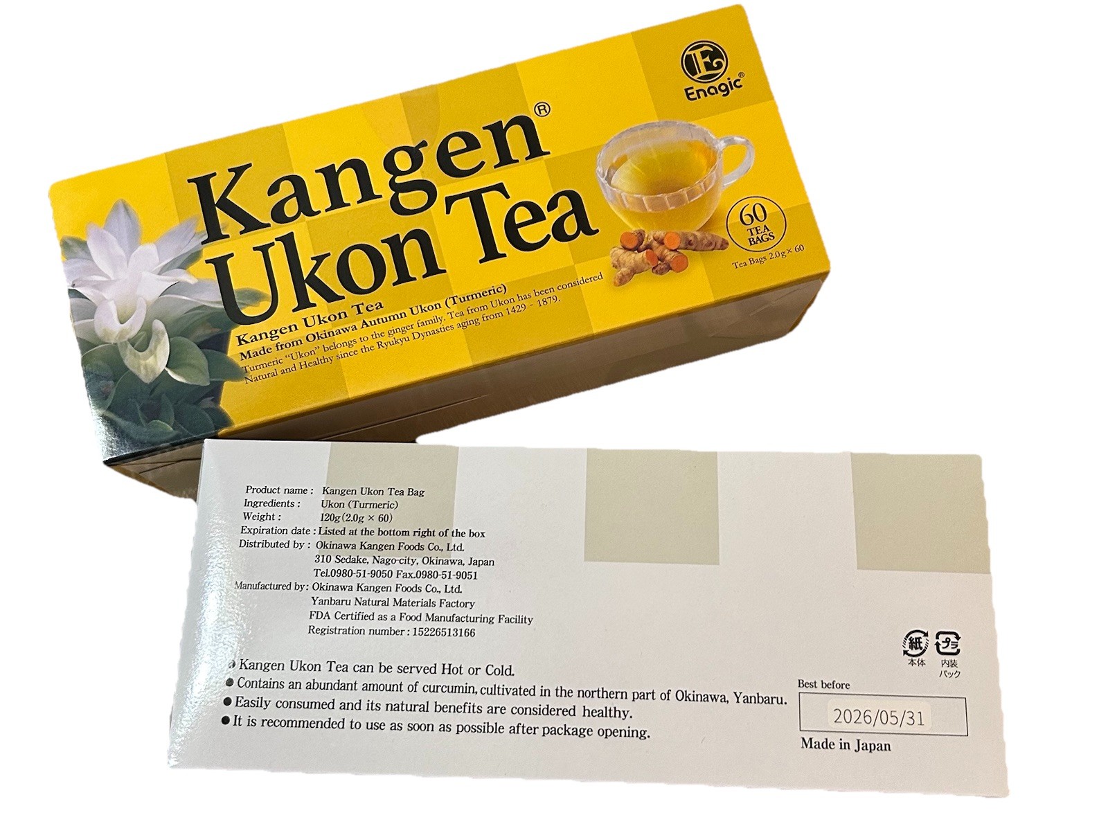 Kangen Ukon Turmeric Tea 2 Boxes 60 bags Each By Enagic Sealed New